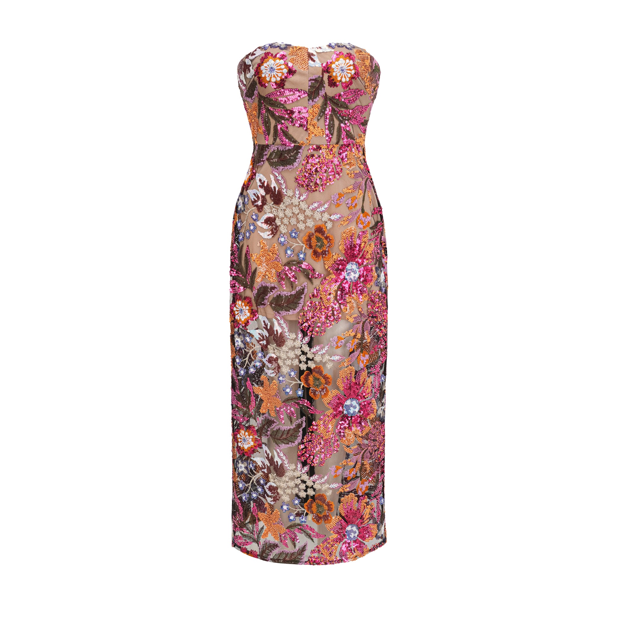 Thérèse sequin-embellished embroidered floral colorful midi dress