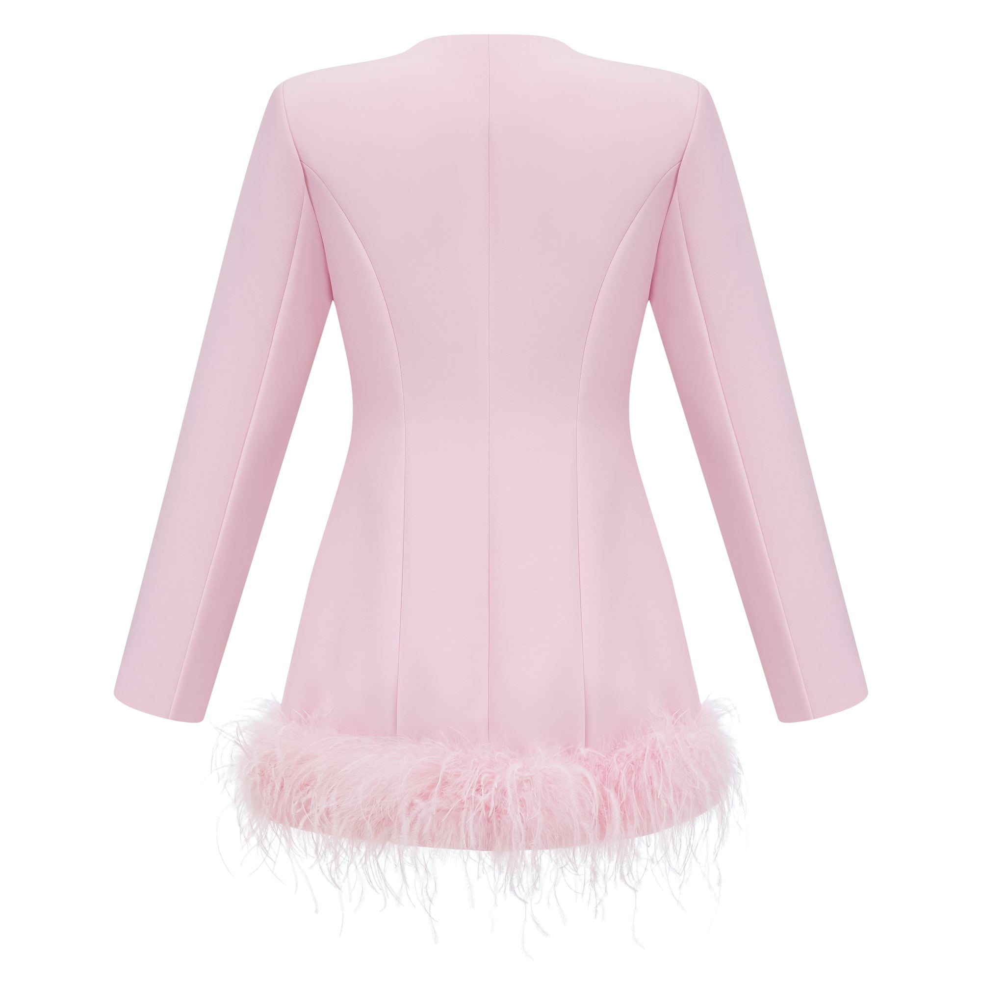 Freja Pink Feather Trim Mini Blazer Dress