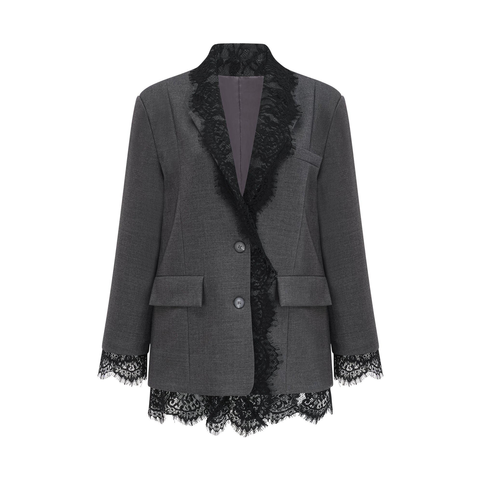 Dianthe grey lace-panel blazer