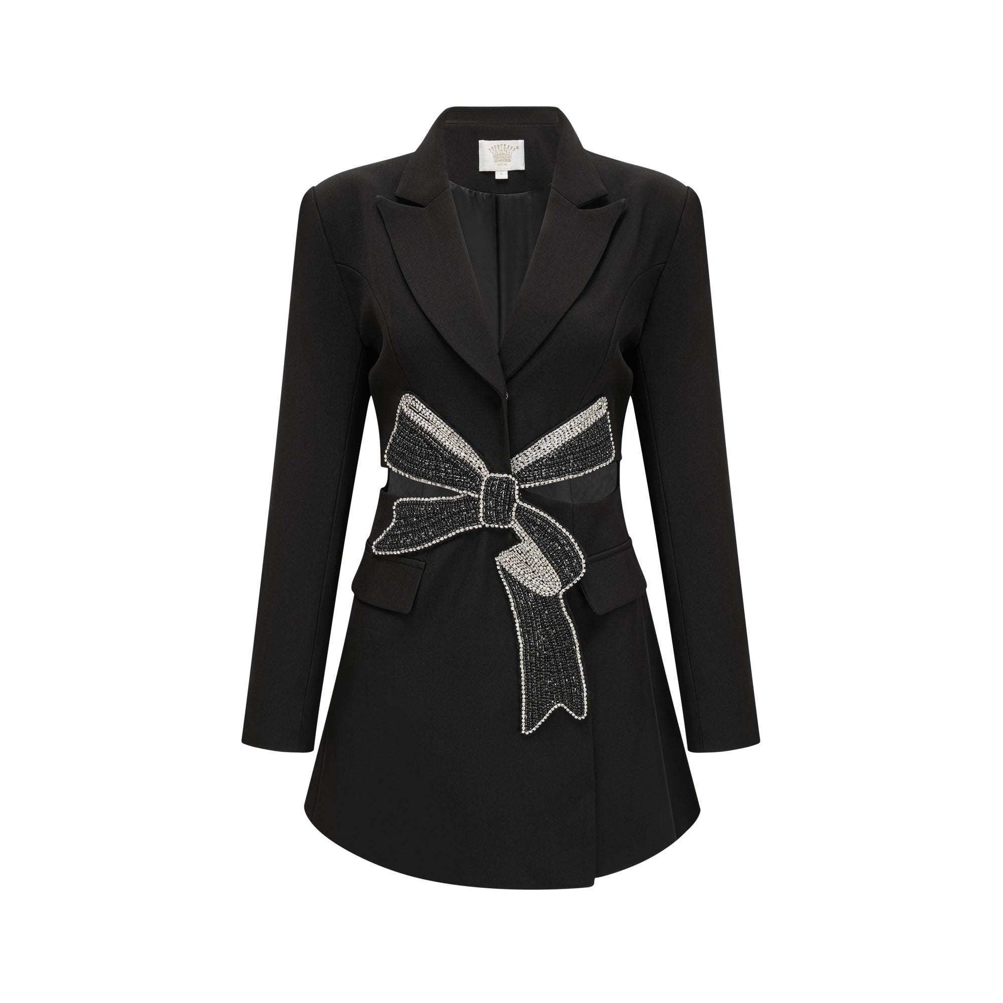 Justine black bowknot cut-out blazer