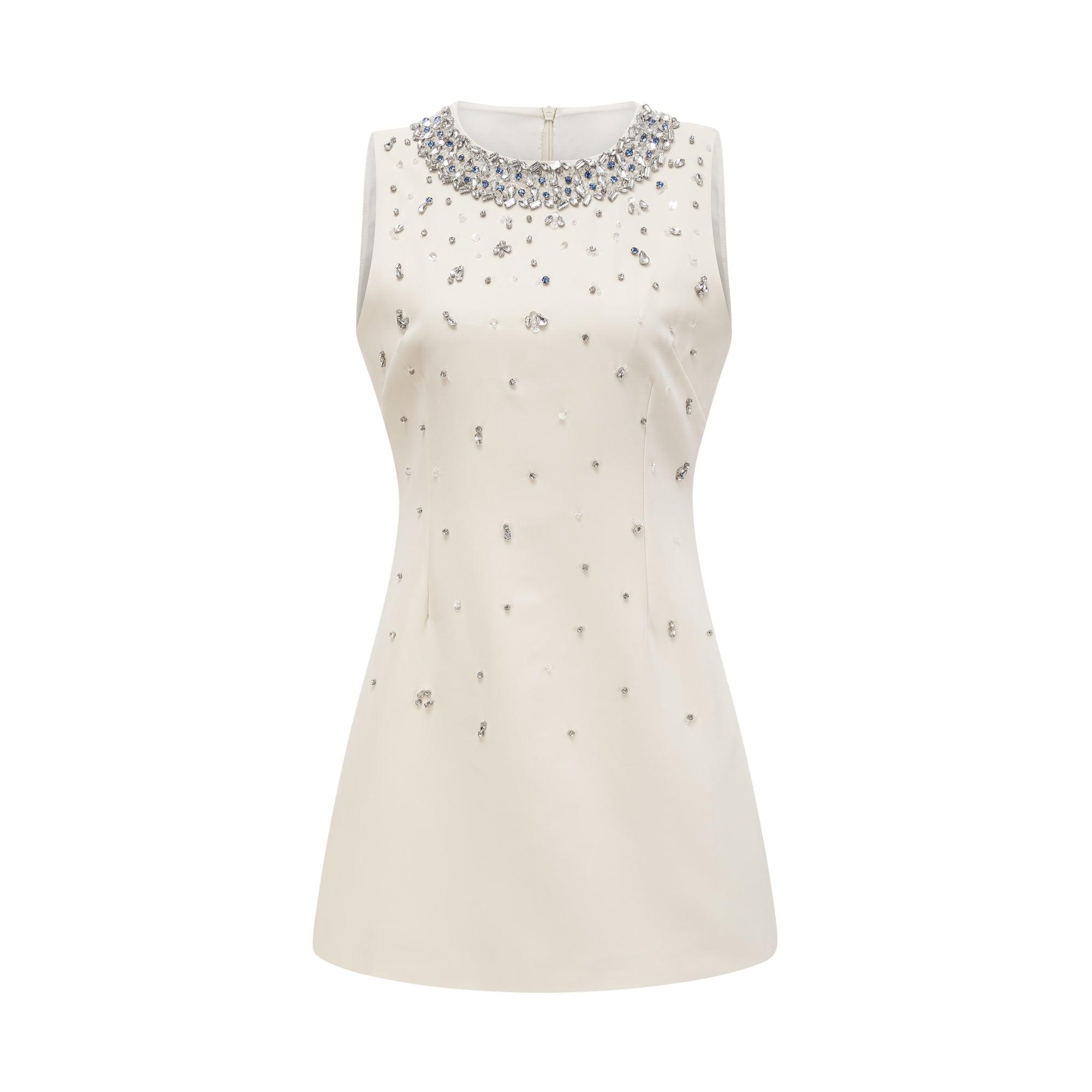 فستان سيسيل القصير المزين بالكريستال 