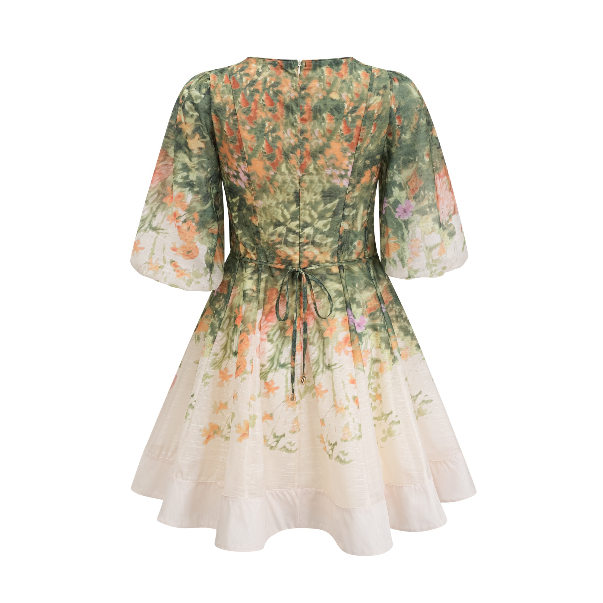 Marie floral-print belted waist mini dress