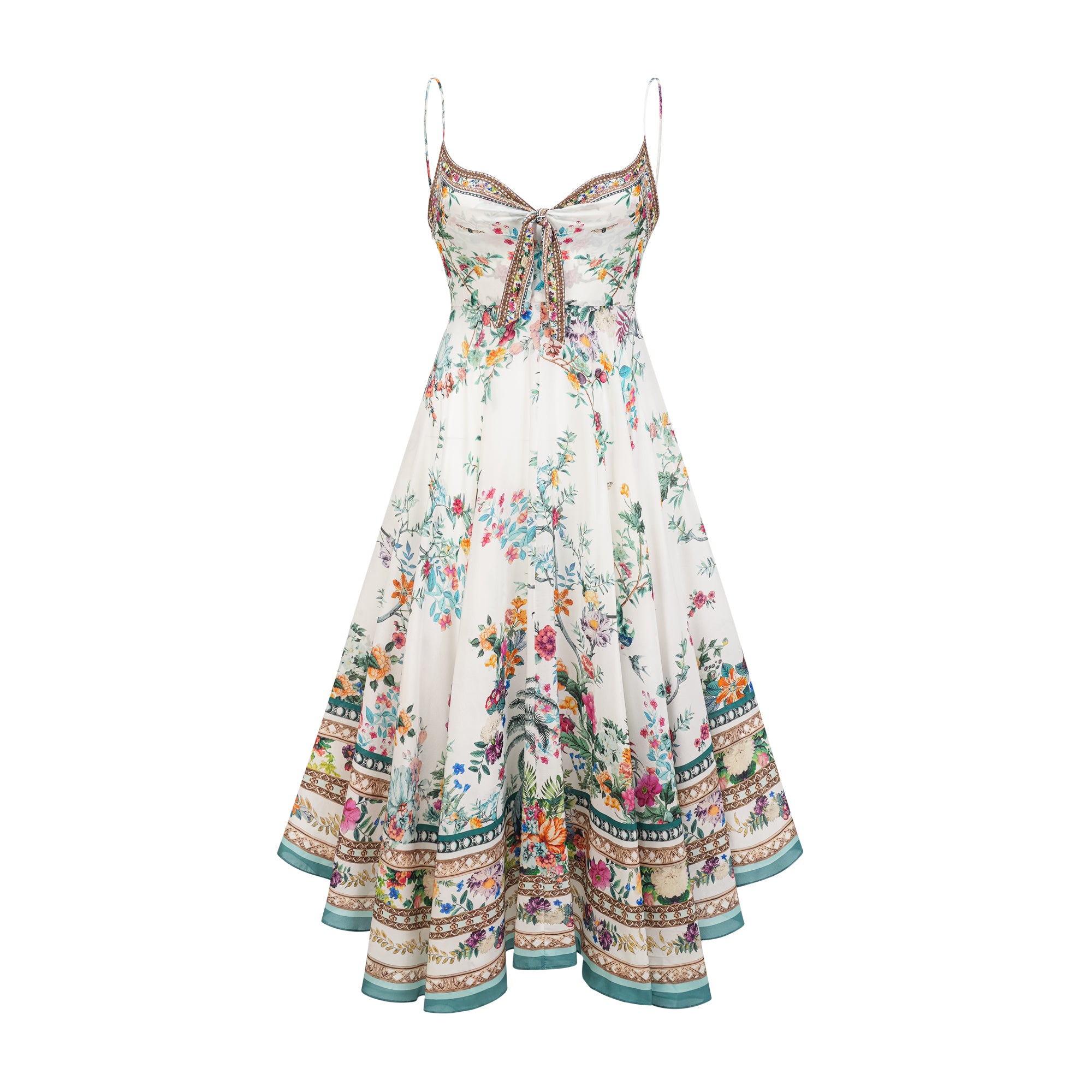 Philippine floral-print embellished midi dress