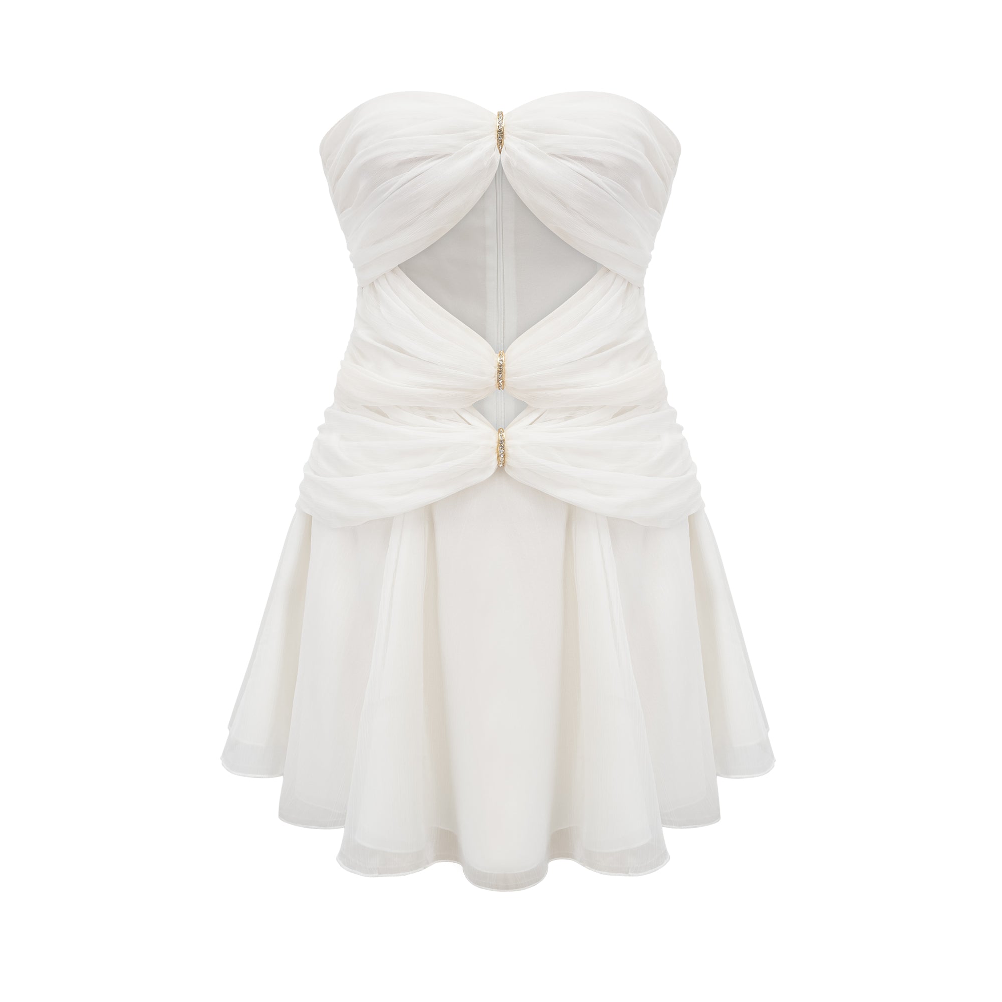 Émilienne cut-out pleated off-shoulder mini dress