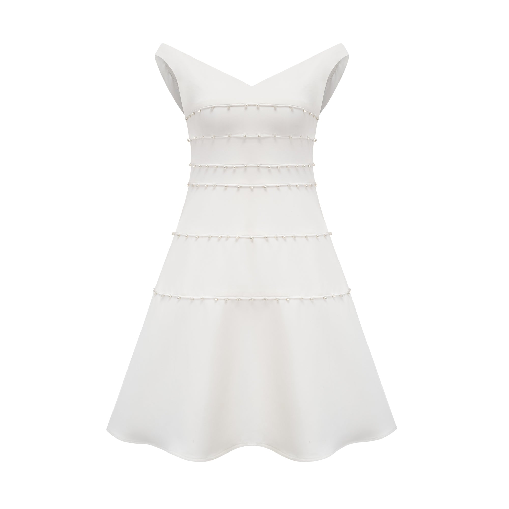 Priscille white faux-pearl mini dress