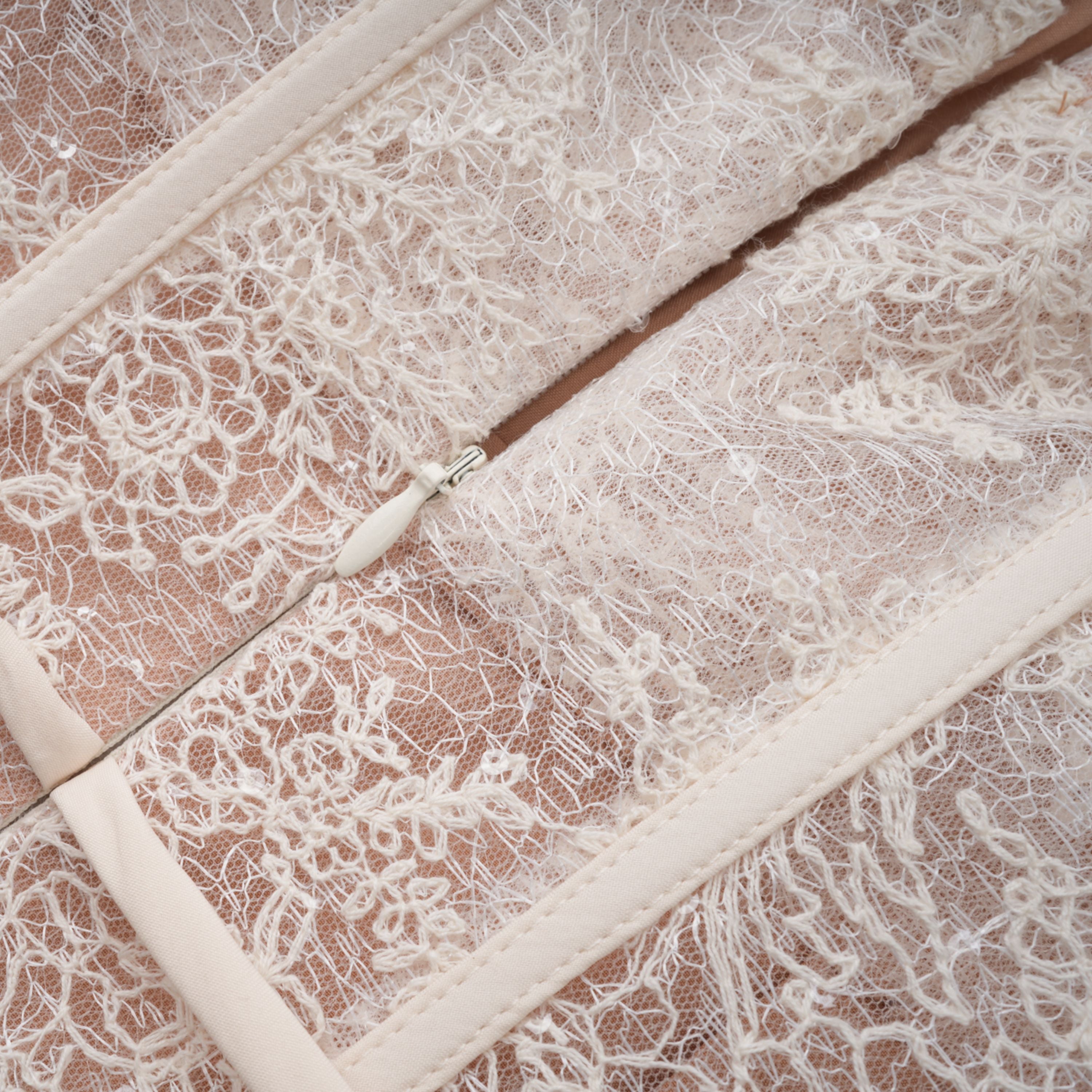 Mira Neutrals Lace Panel Tulle Midi Dress