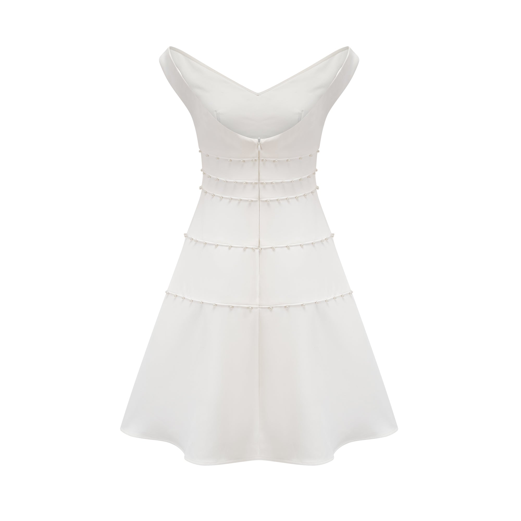 Priscille white faux-pearl mini dress