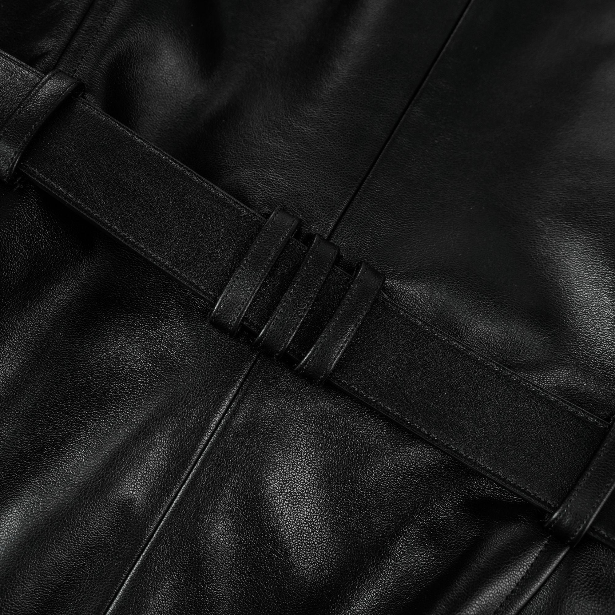 Isabel Black Belted Faux Leather Jacket