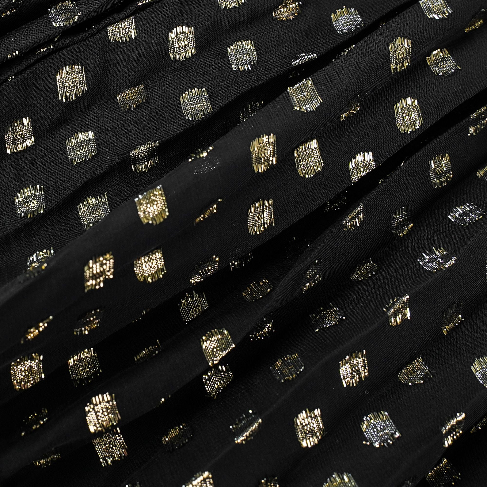 Aloïse – Schwarzes, gepunktetes, plissiertes Midikleid