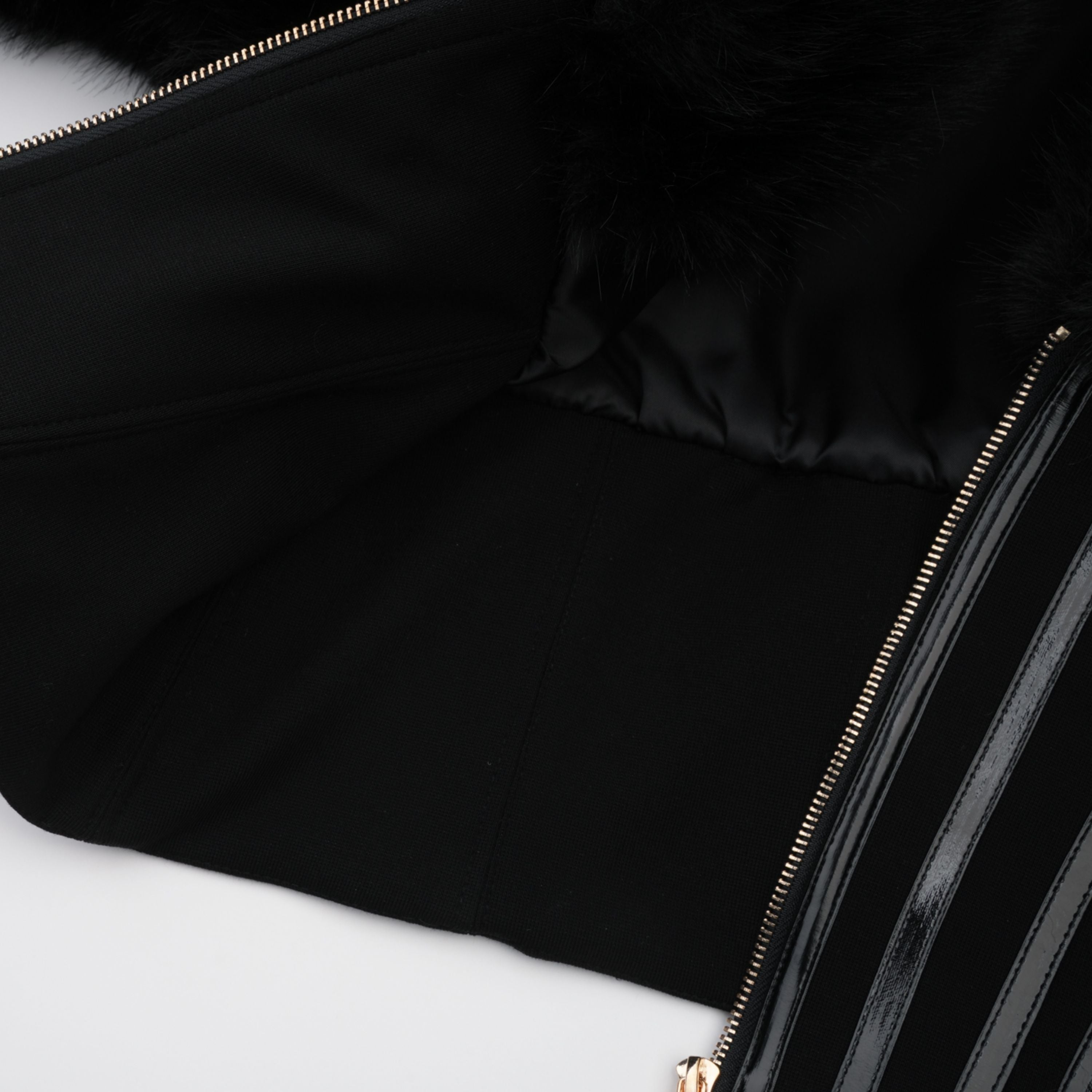 Alberta Black Faux-Fur Corset Panel Jacket