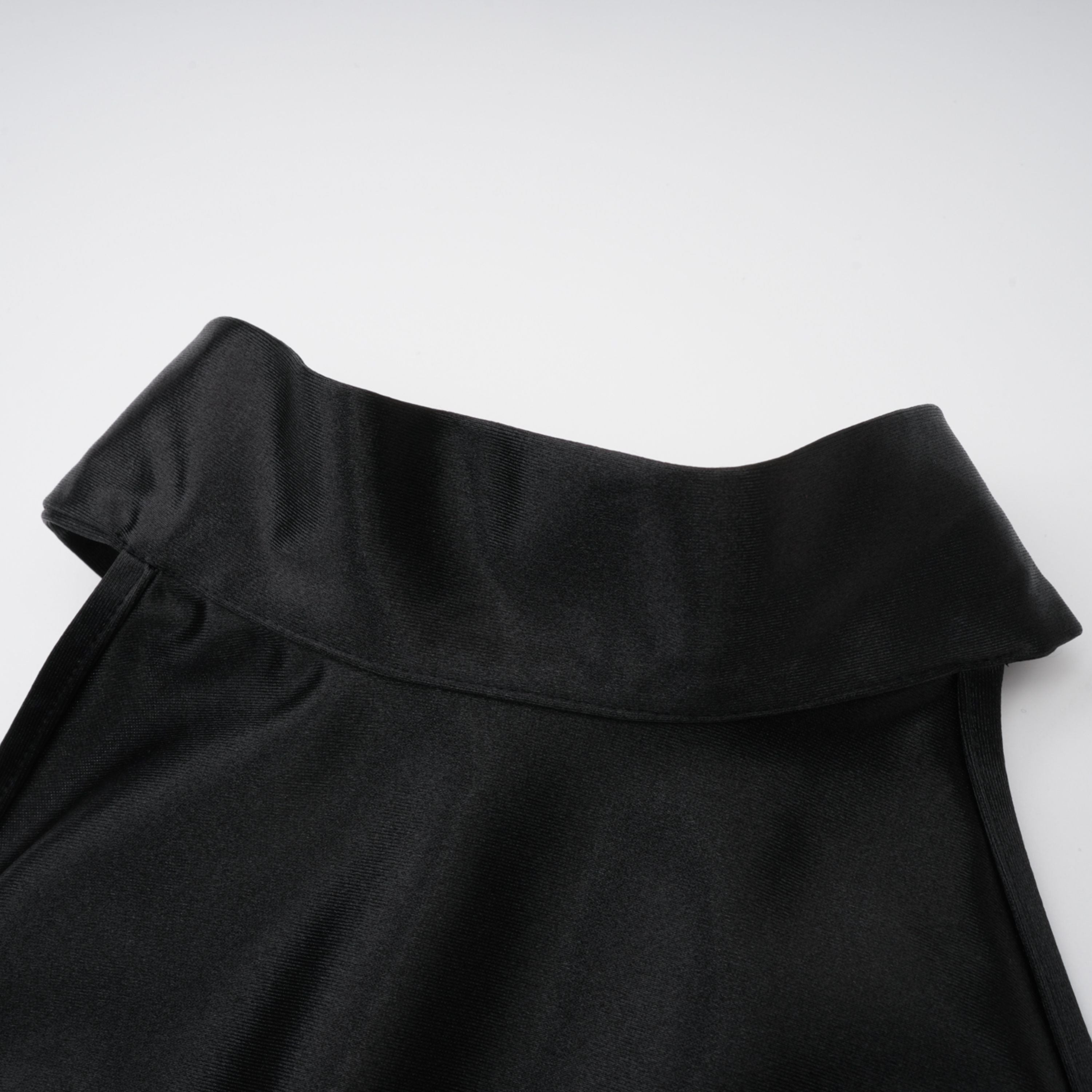 Ginevra black halterneck faux-pearl satin maxi dress