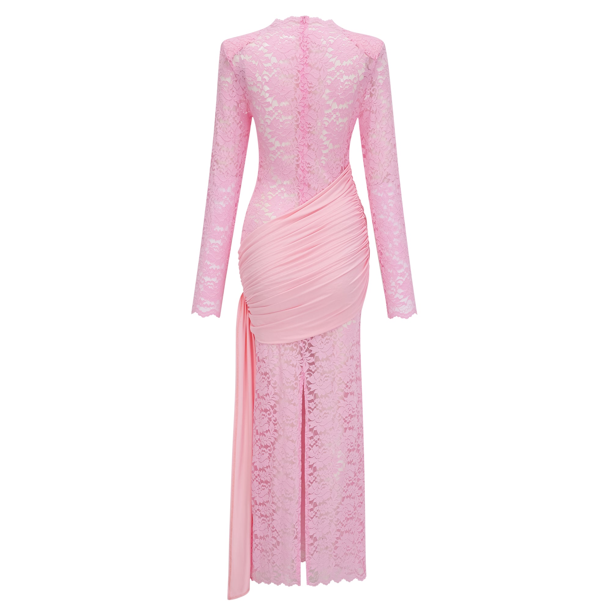 فستان نوريا ميدي من الدانتيل المزين بزخارف زهرية وشريط وردي