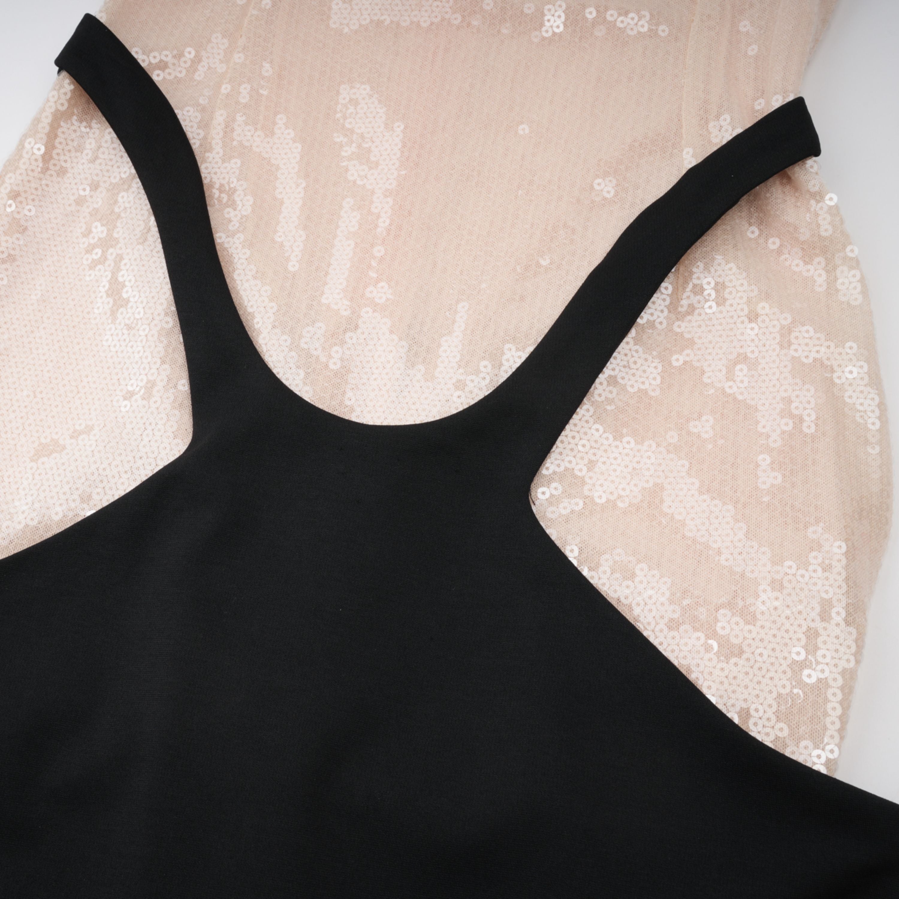 Uranie black panelled sequined corset maxi dress