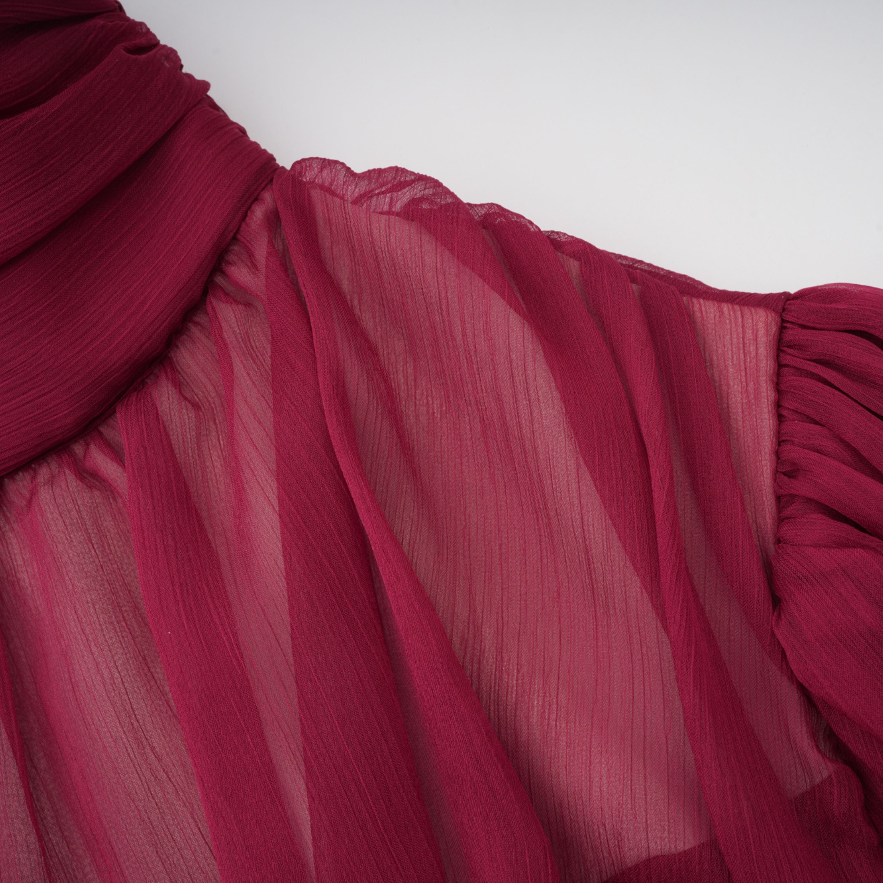 Éléna Burgundy Asymmetrical Ruffled Tulle Mini Dress