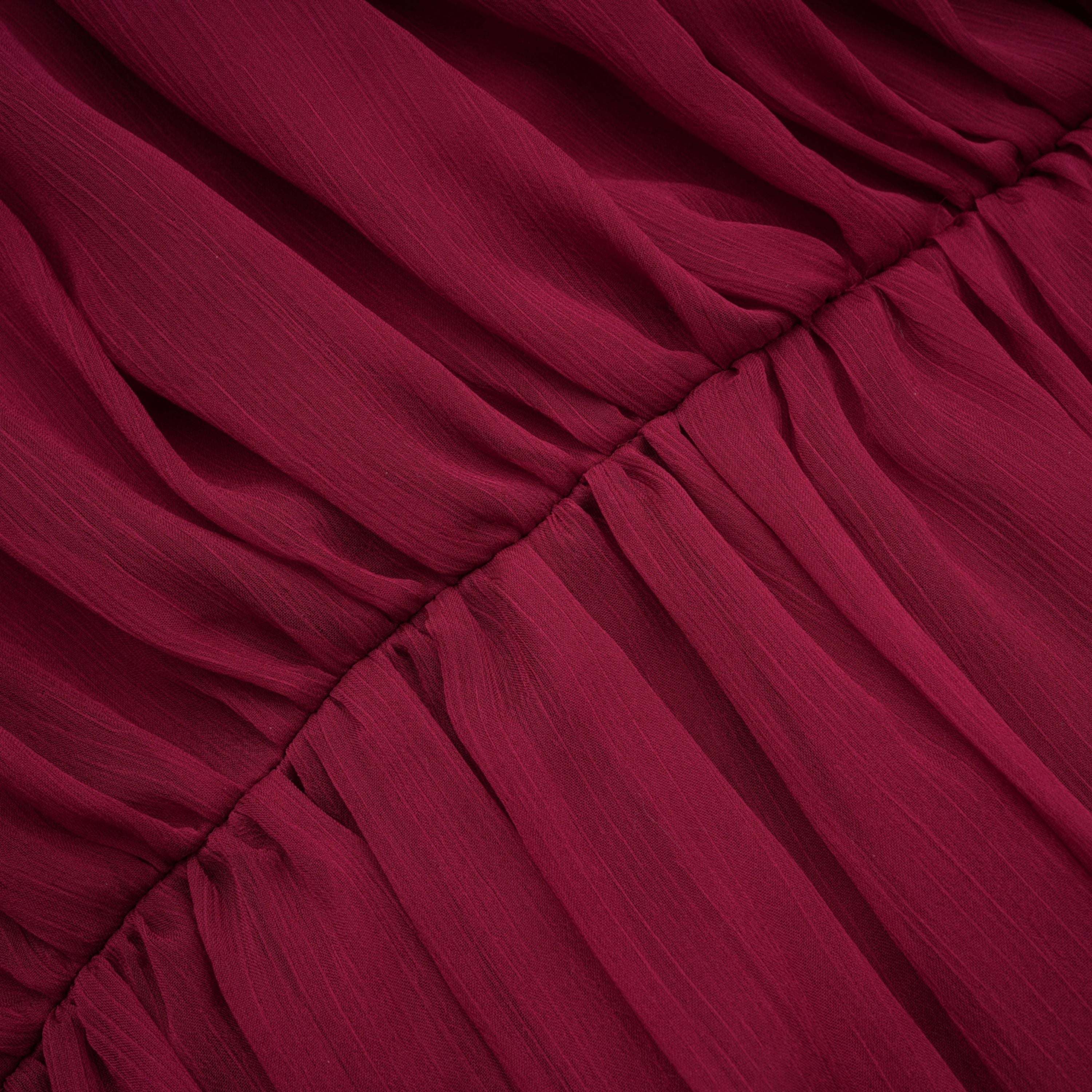 Éléna Burgundy Asymmetrical Ruffled Tulle Mini Dress