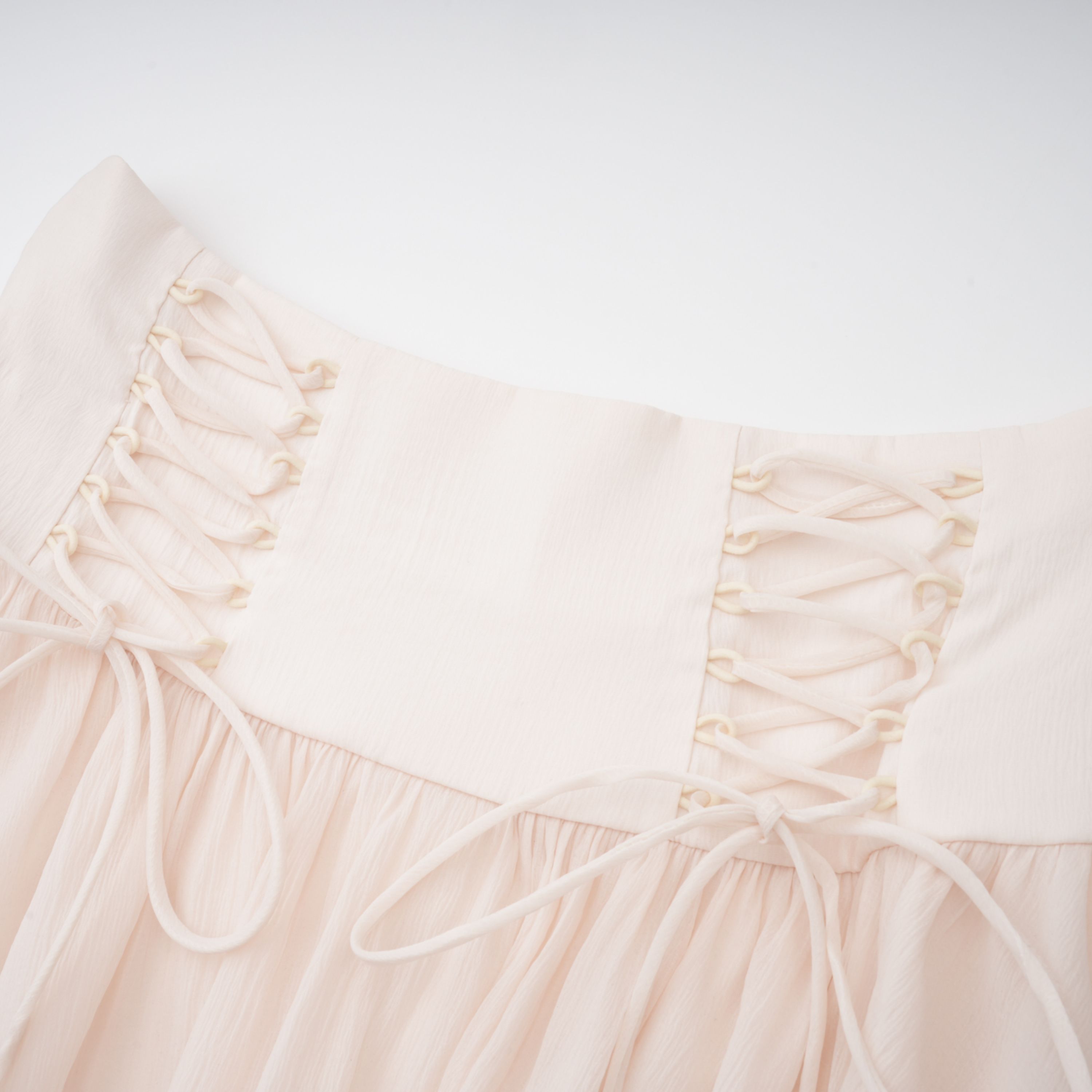 Perrine self-tie ruffled blouse & skirt matching set