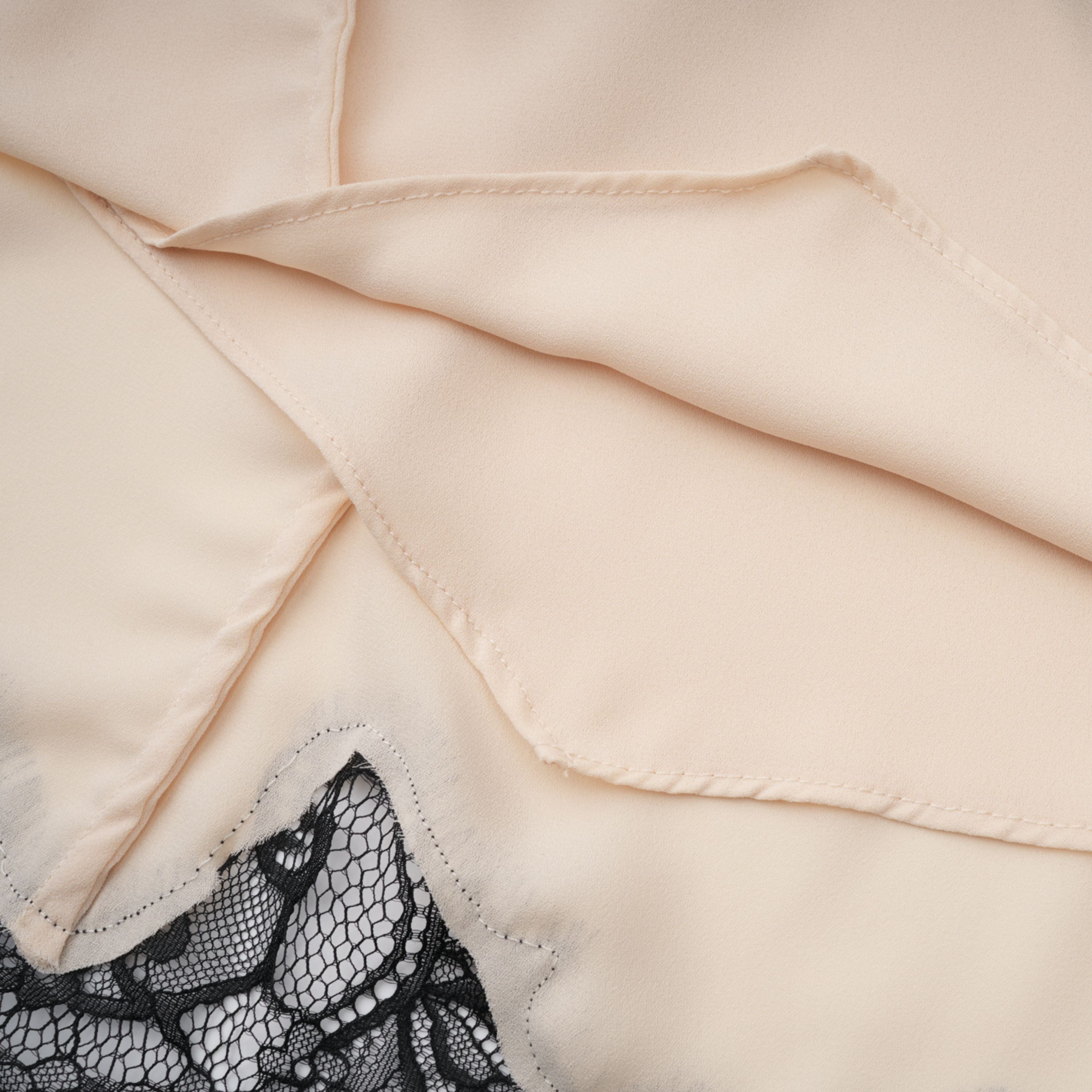 Zsófia Neutral Lace Panel Chiffon Top & Skirt Matching Set