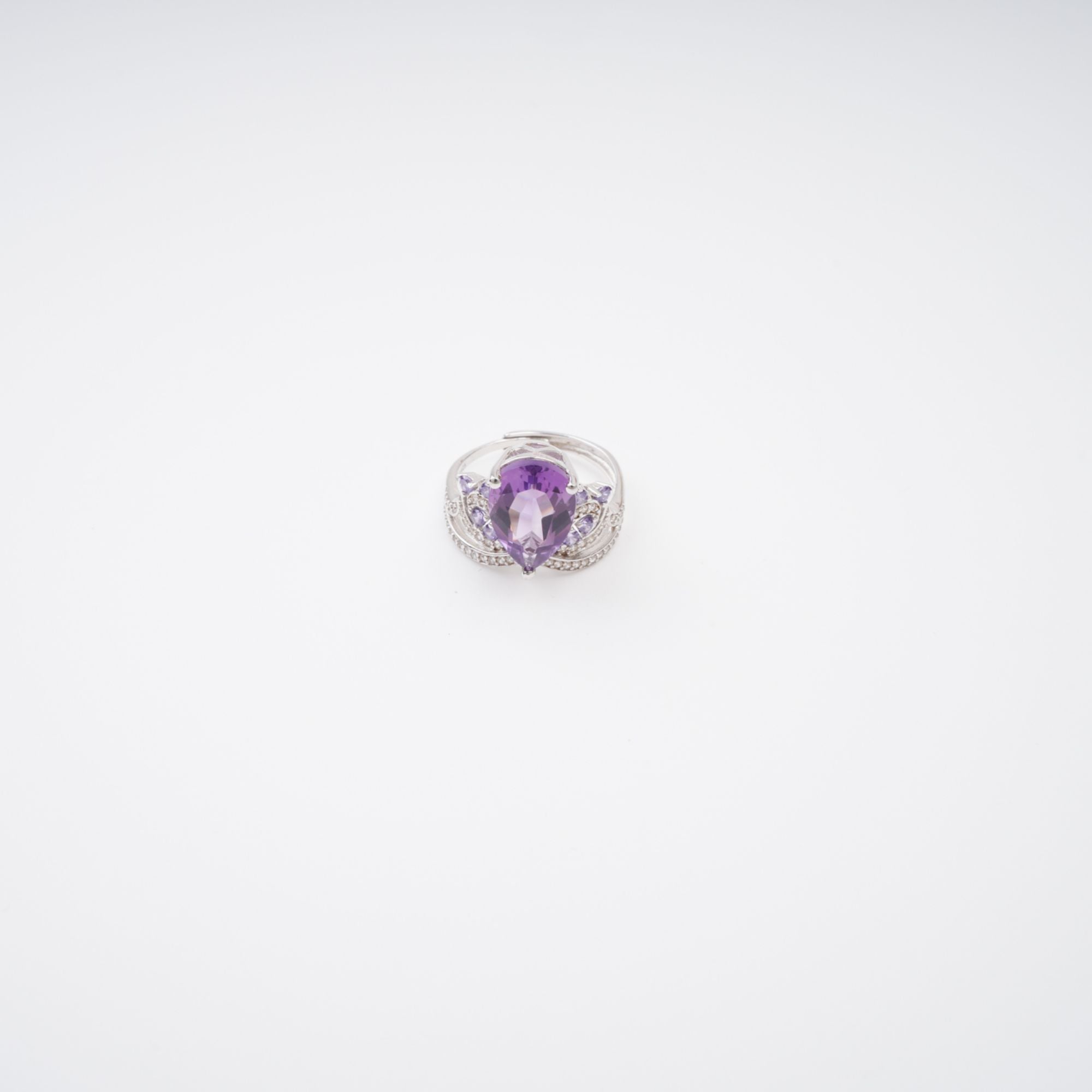 Eléonore Purple Pear Cut Gemstone Sterling Silver Adjustable Ring