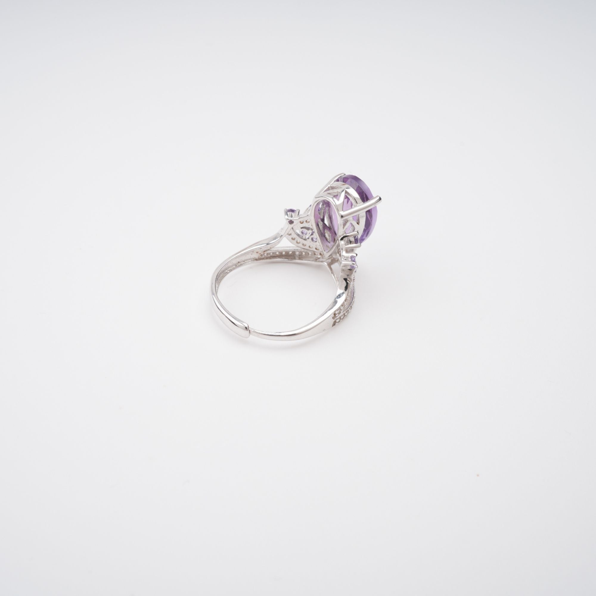 Eléonore Purple Pear Cut Gemstone Sterling Silver Adjustable Ring