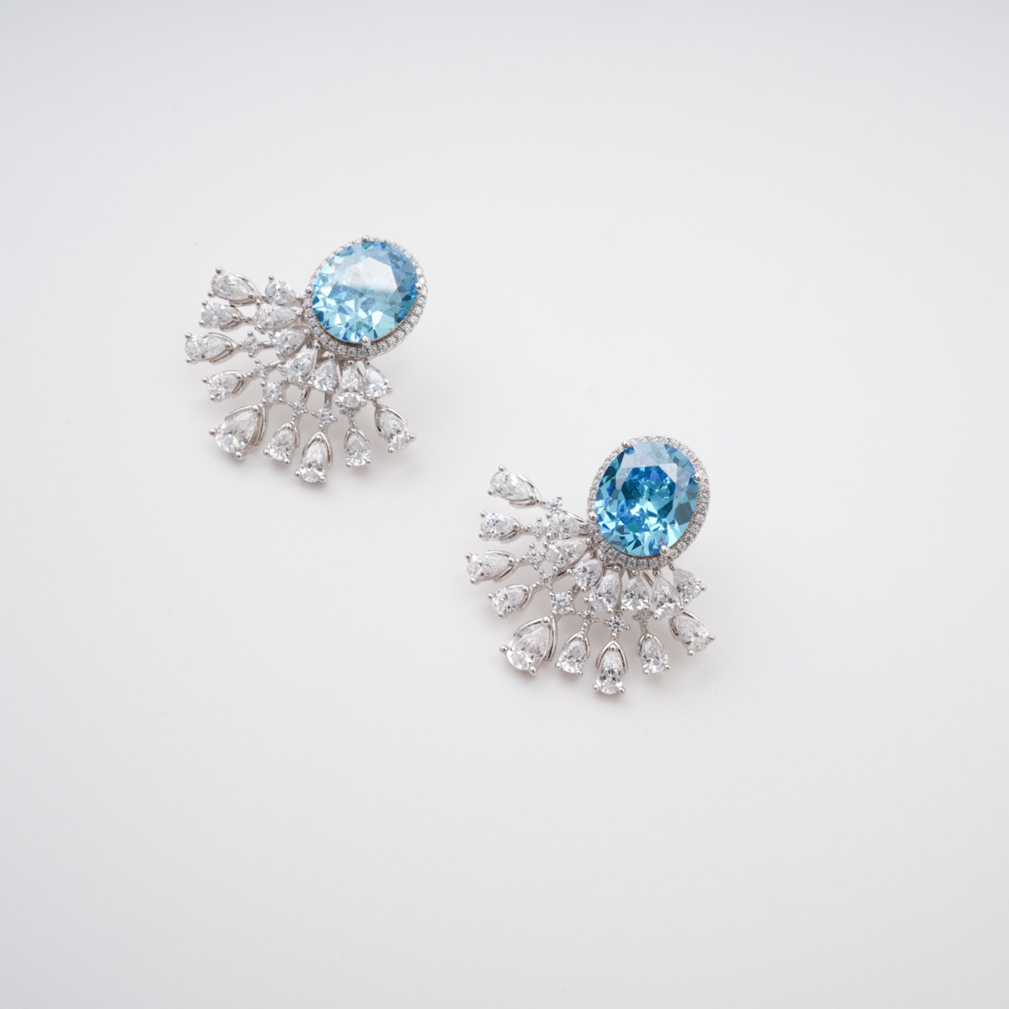 Noémie Blue Crystal Embellished Sterling Silver Earrings