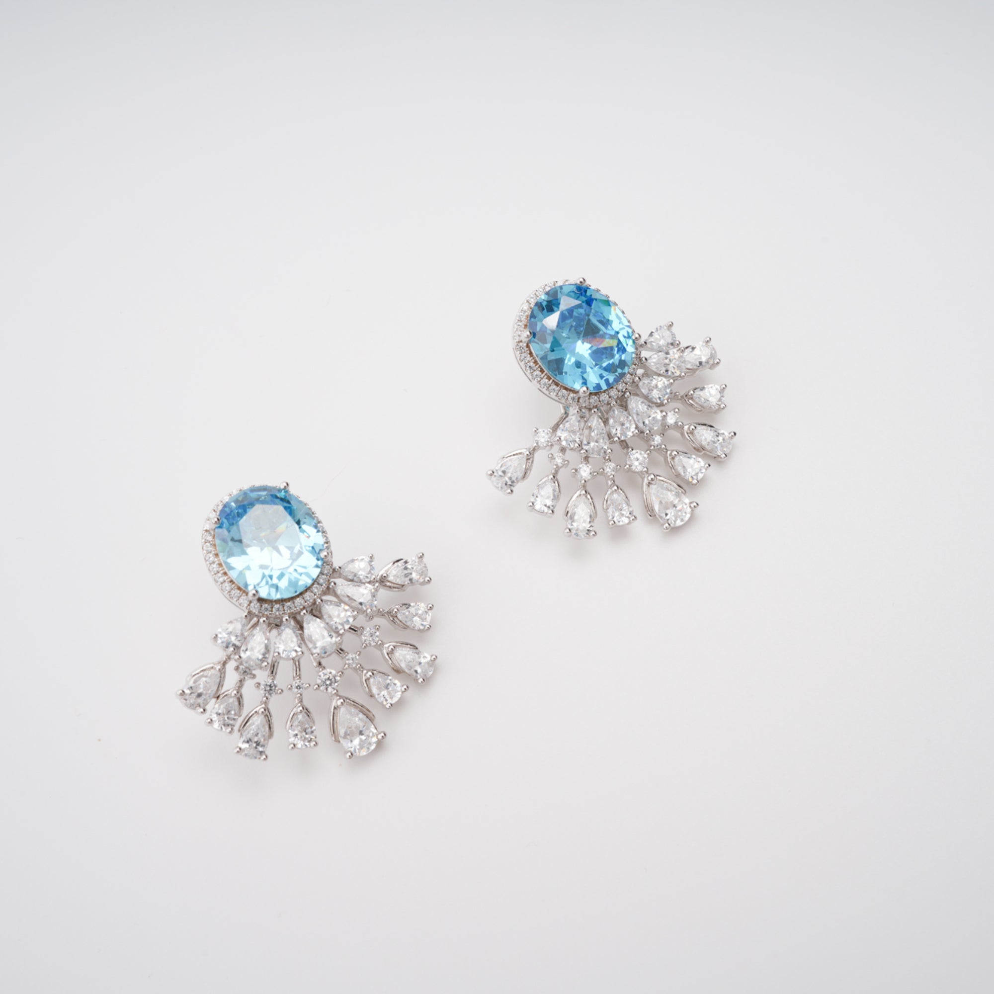 Noémie Blue Crystal Embellished Sterling Silver Earrings