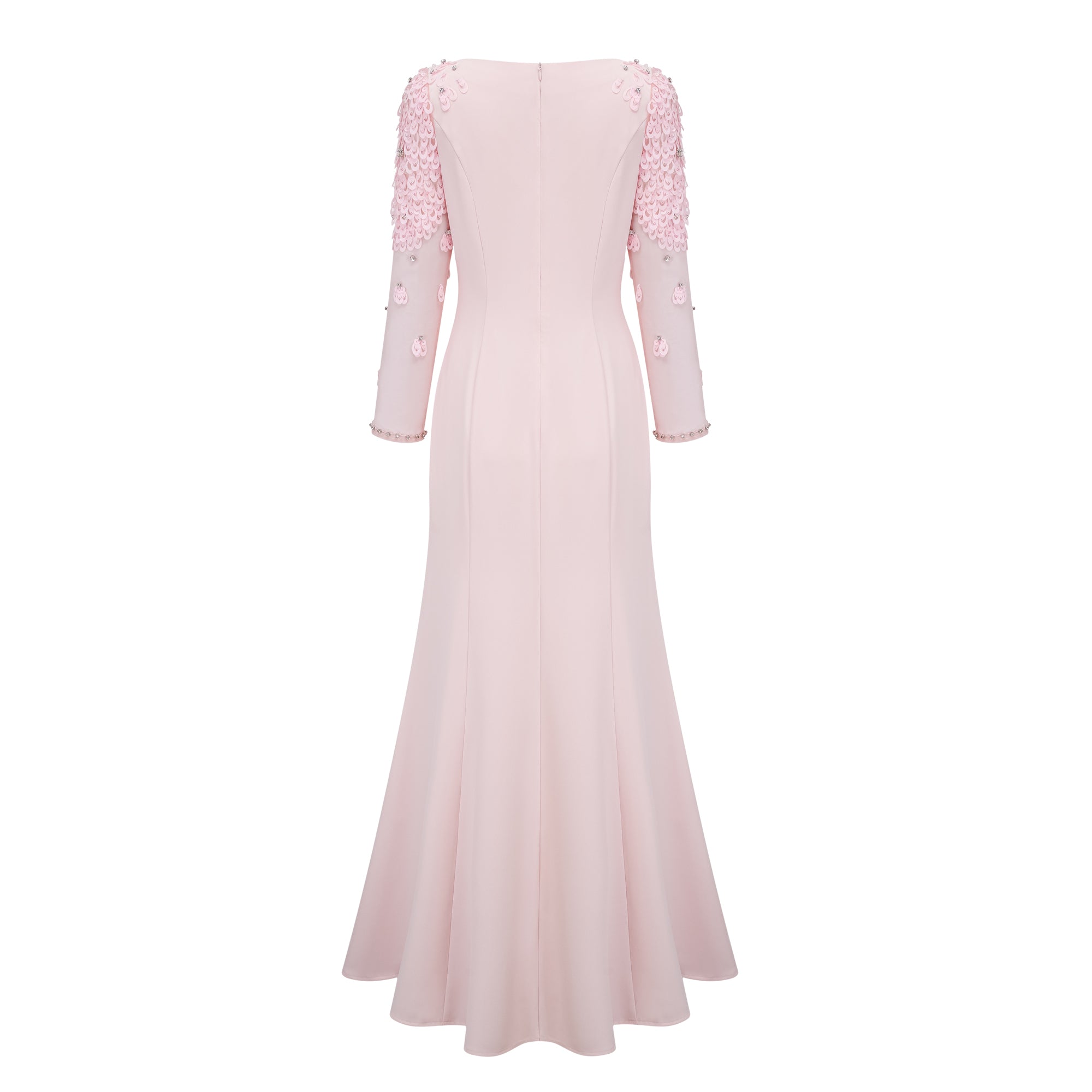 Gunnel Pink – Ausgestelltes, verziertes Maxikleid