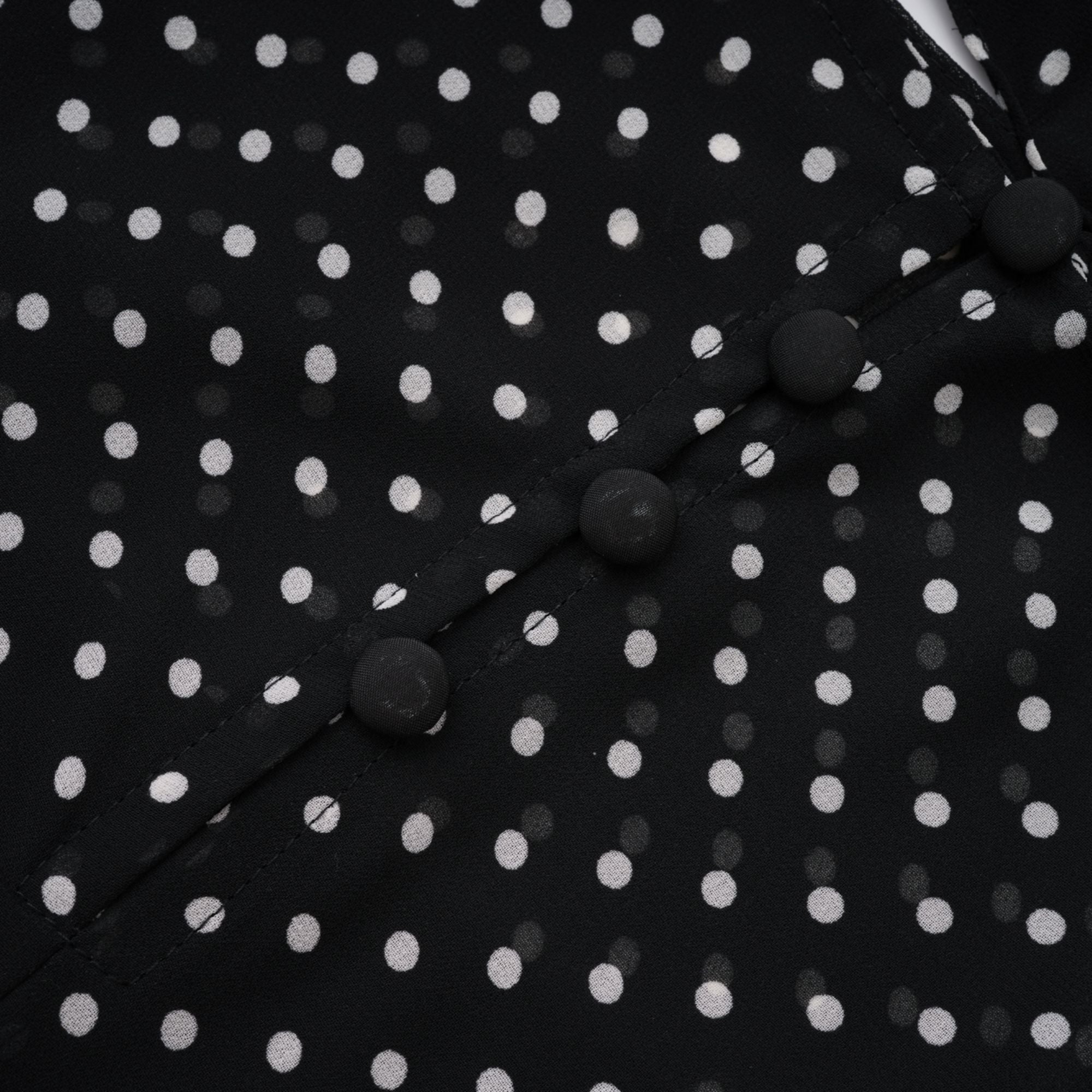 Coraline black polka-dot ruffled midi dress