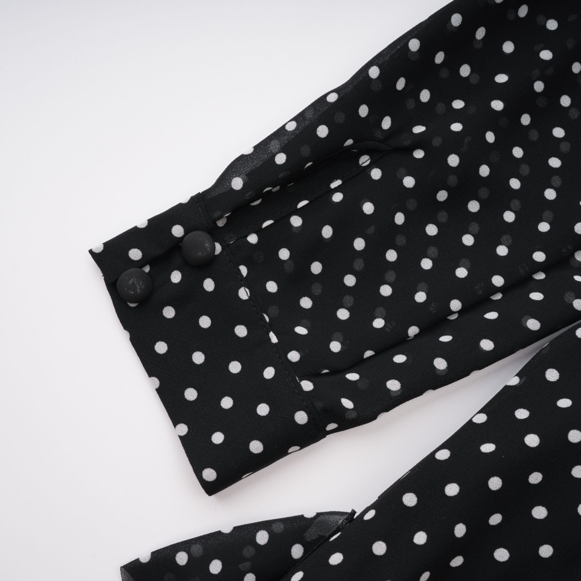 Coraline black polka-dot ruffled midi dress