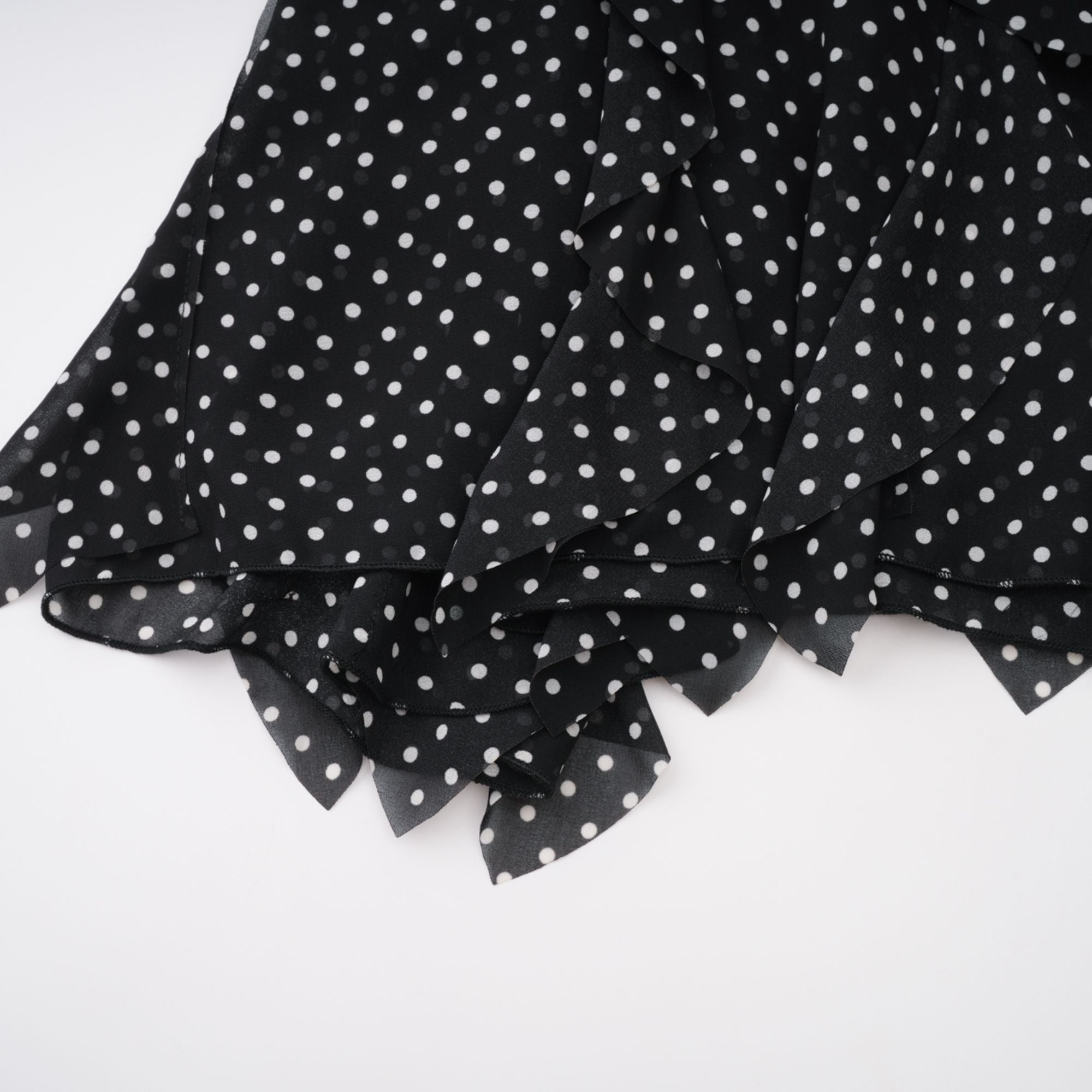 Coraline black polka-dot ruffled midi dress
