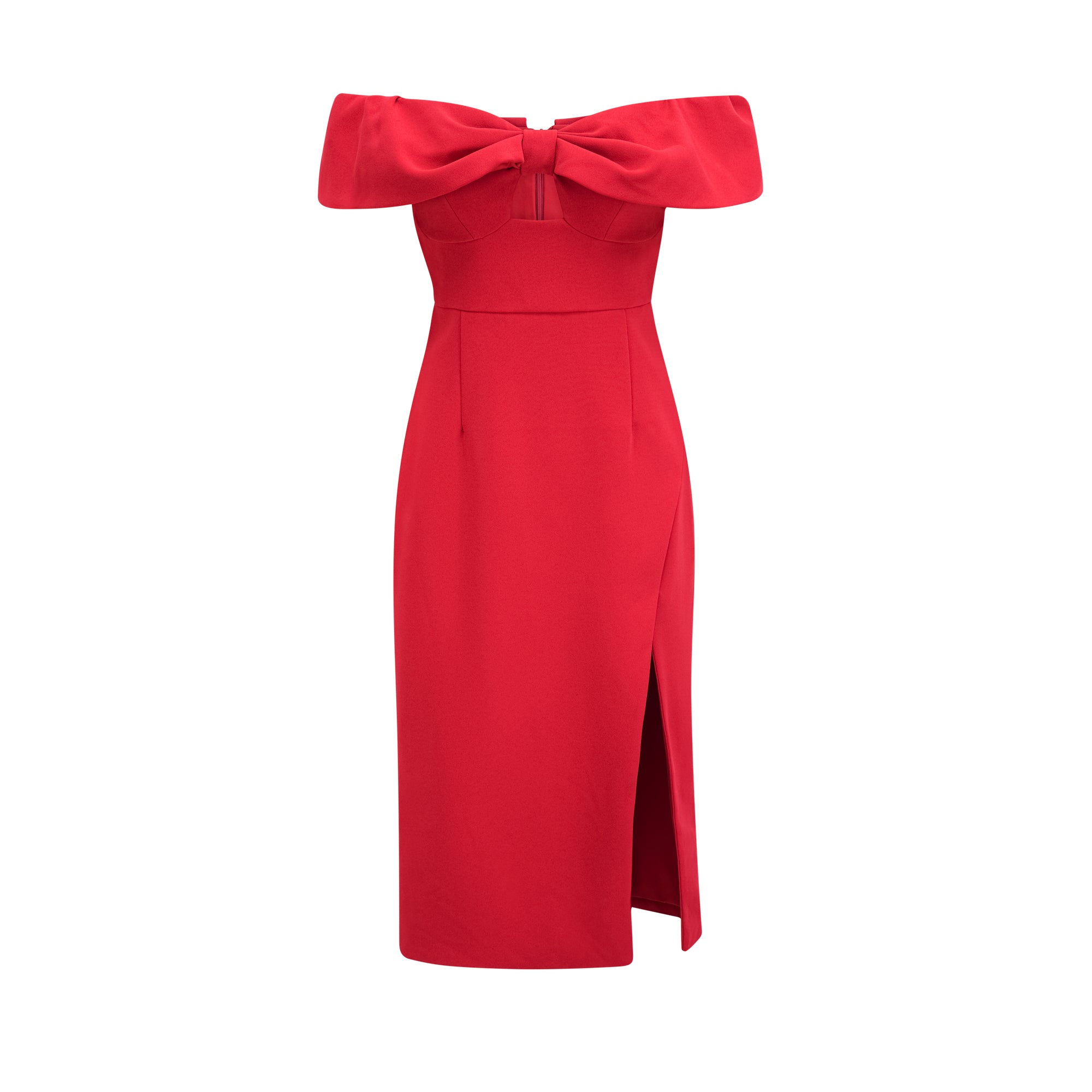 Catriona bow-detail crepe midi dress