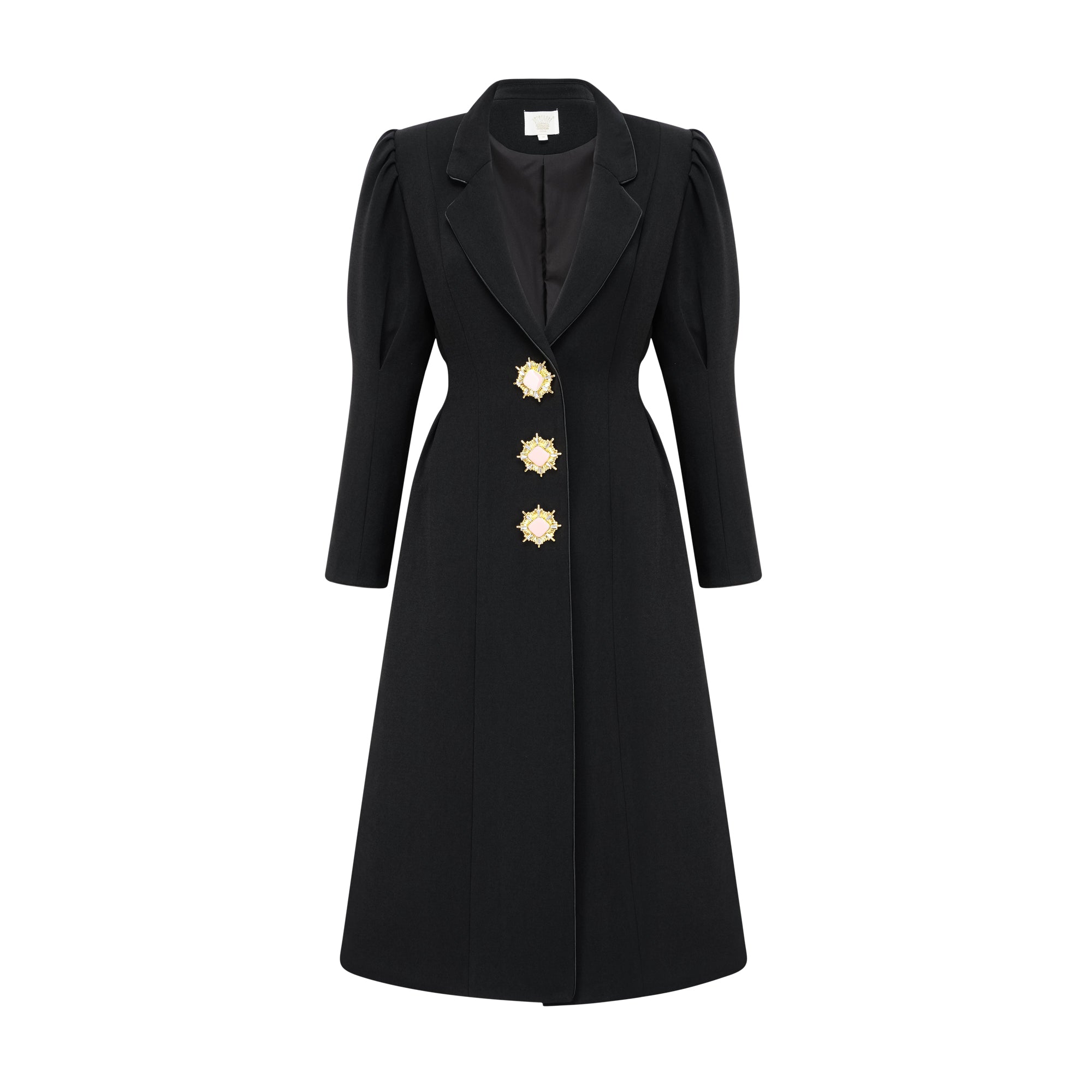 Aëlle black single-breasted long coat