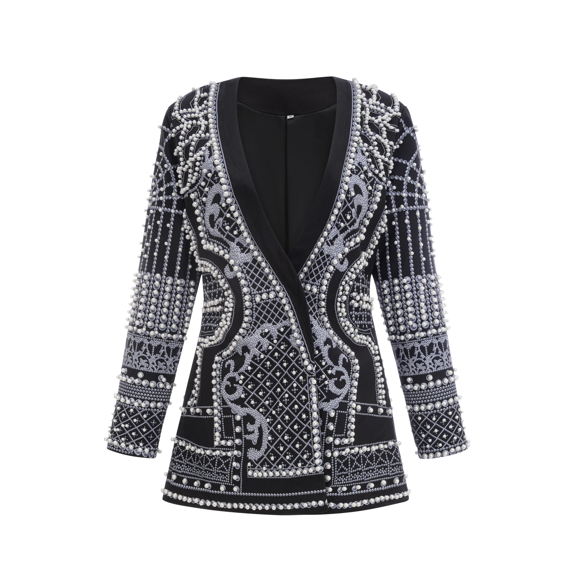 Catherine pattern-print V-neck blazer dress