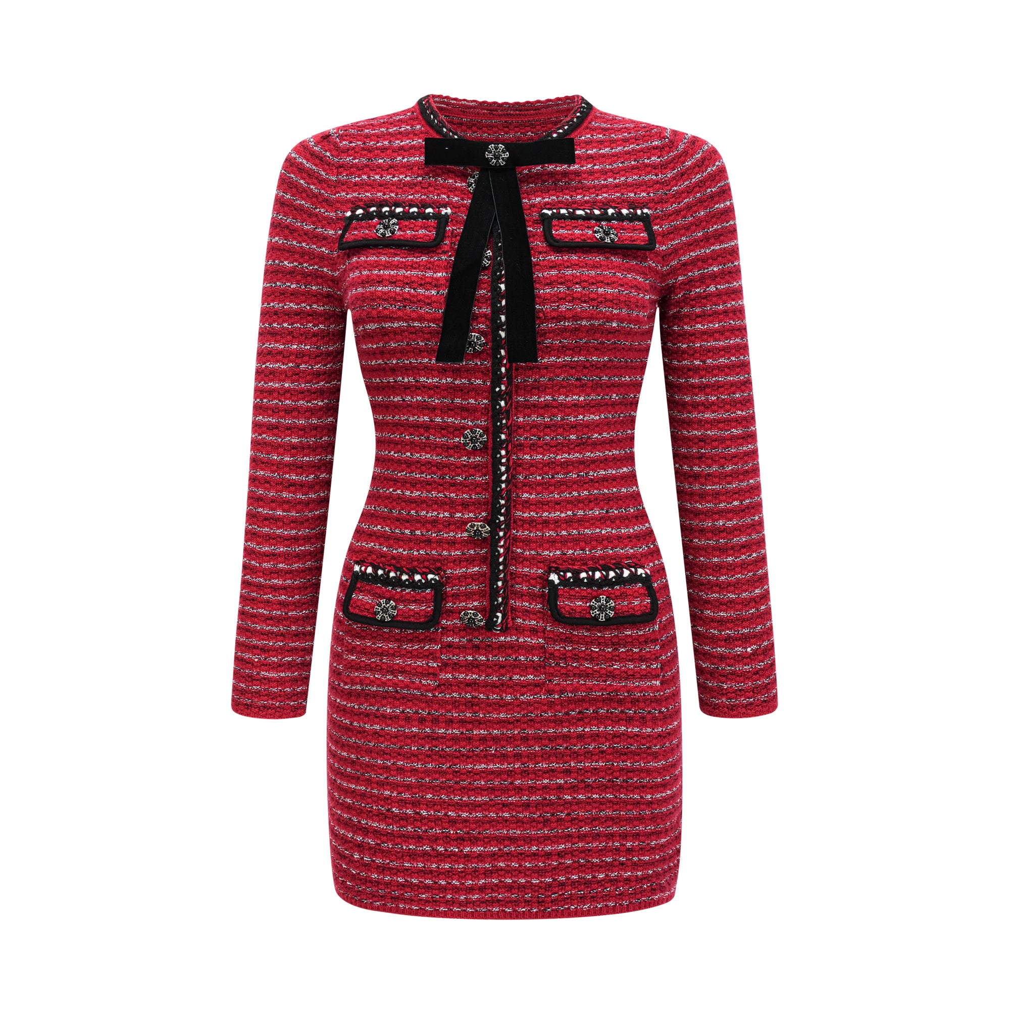 Faustine bow-detailed knit mini dress