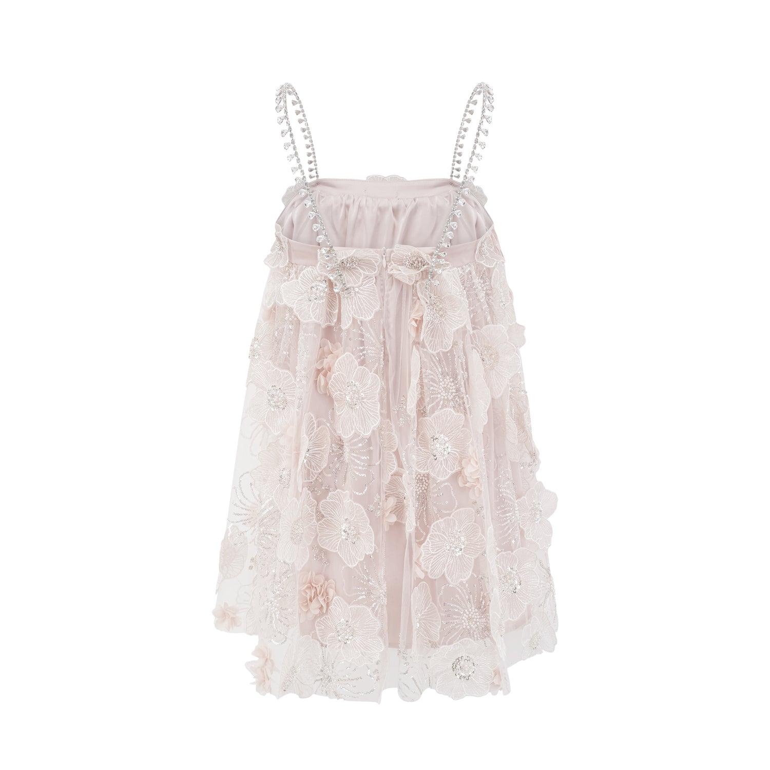 V-Crystal Embellished Flared A-Line Dress
