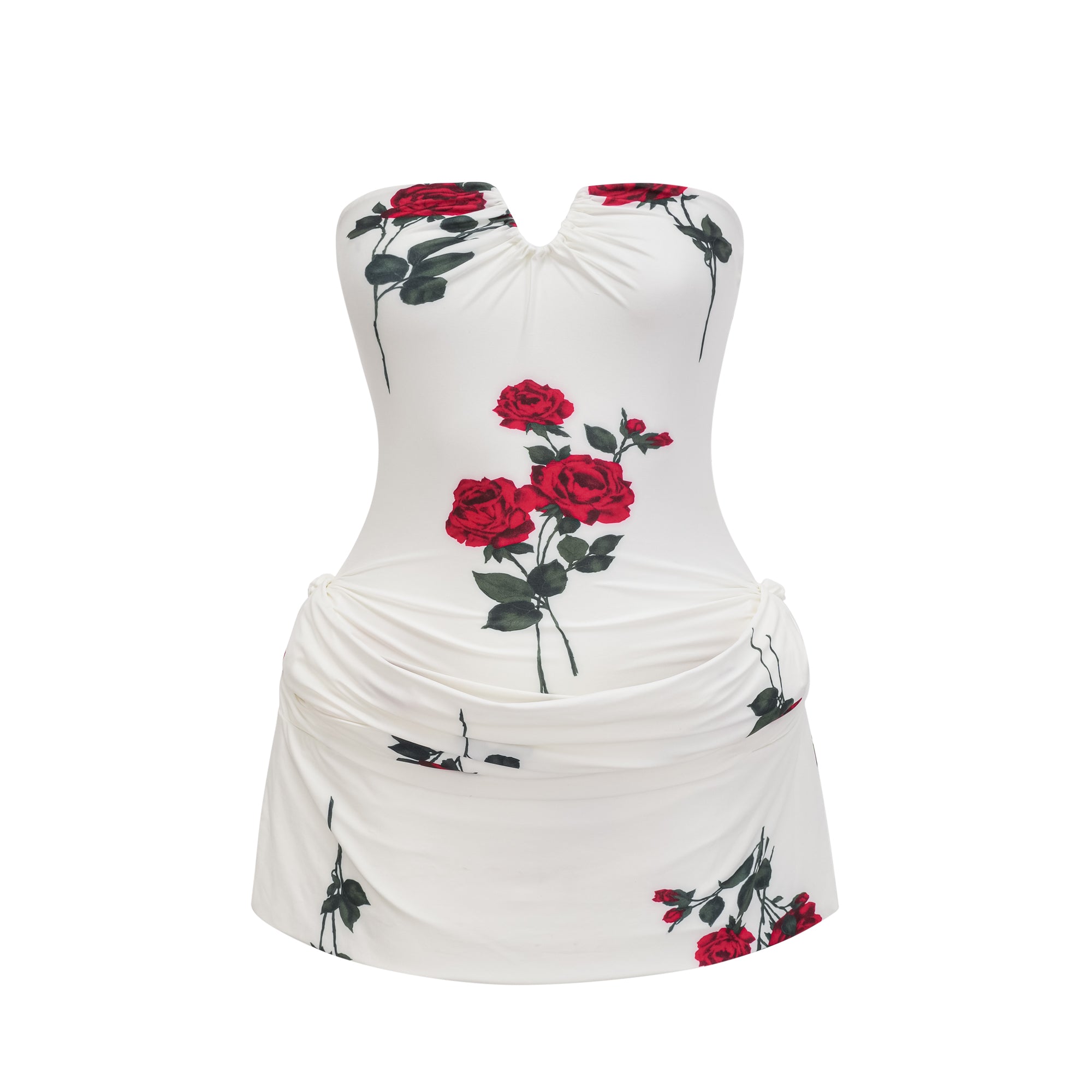 Sandrine floral-print strapless mini dress