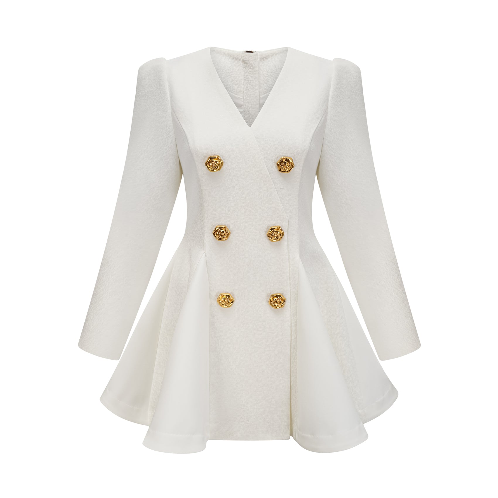 White Collar Pleated Blazer Dress main image 1