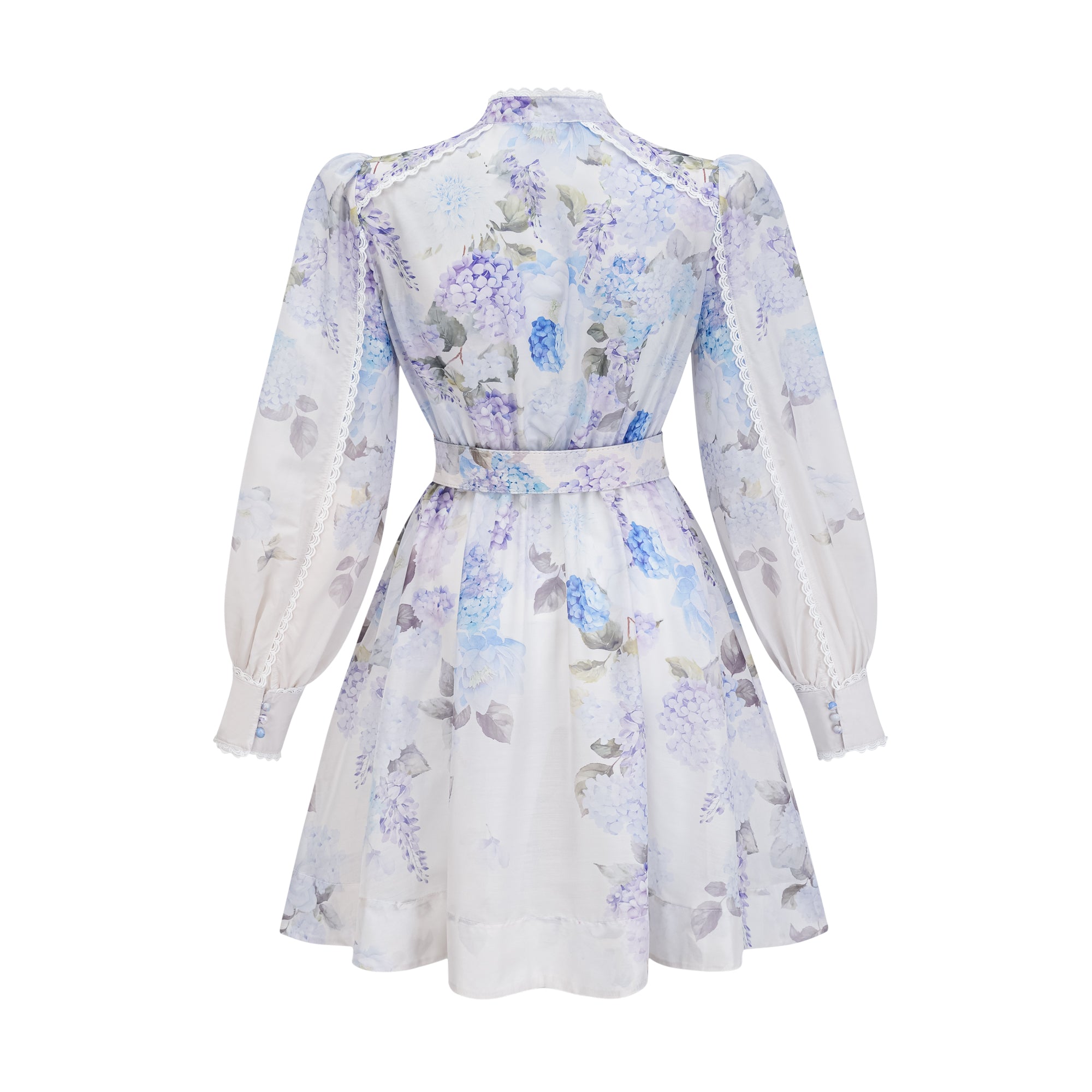 Geneviève lace-trim floral-print mini dress