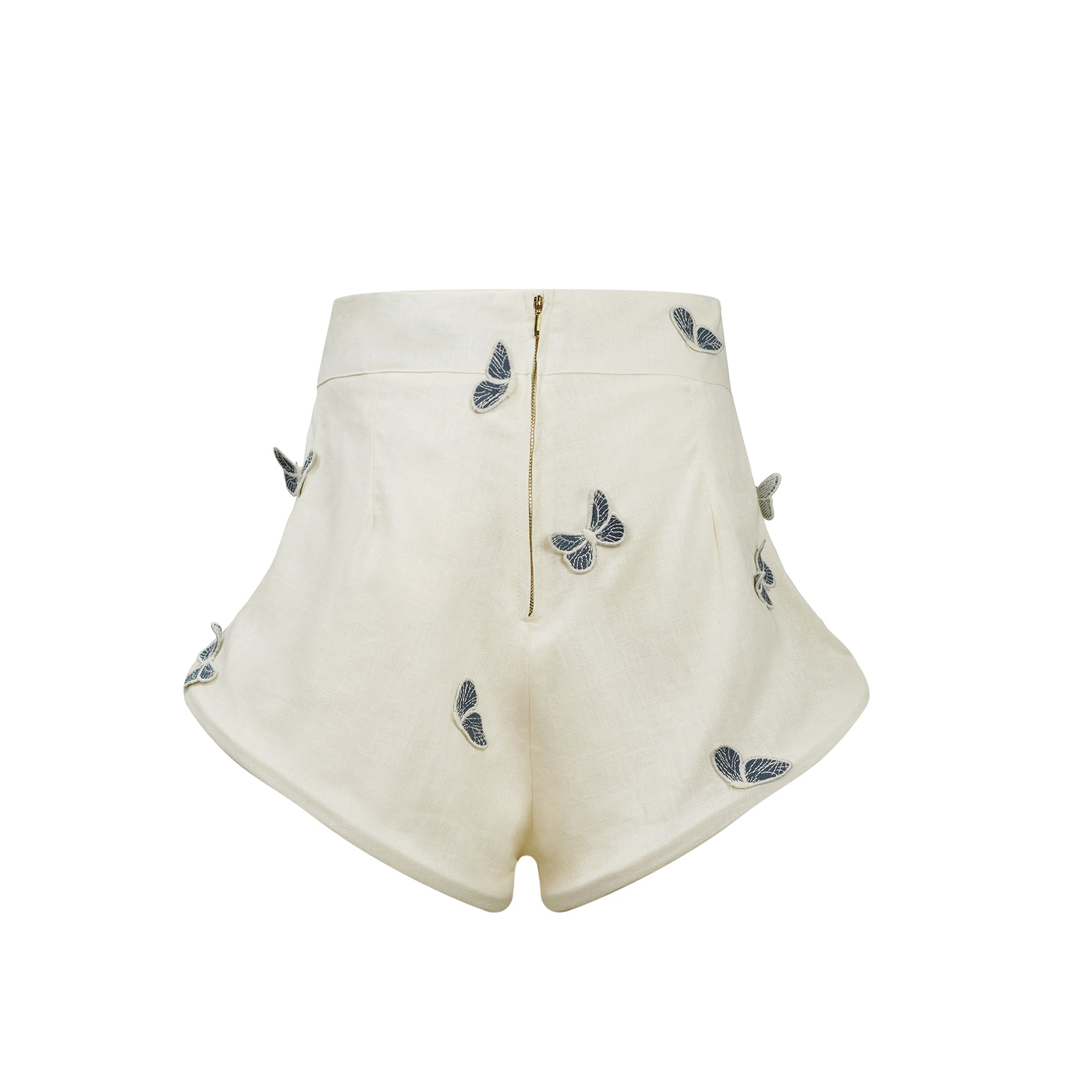 Ophélie White Butterfly Embroidered Shirt & Shorts Set