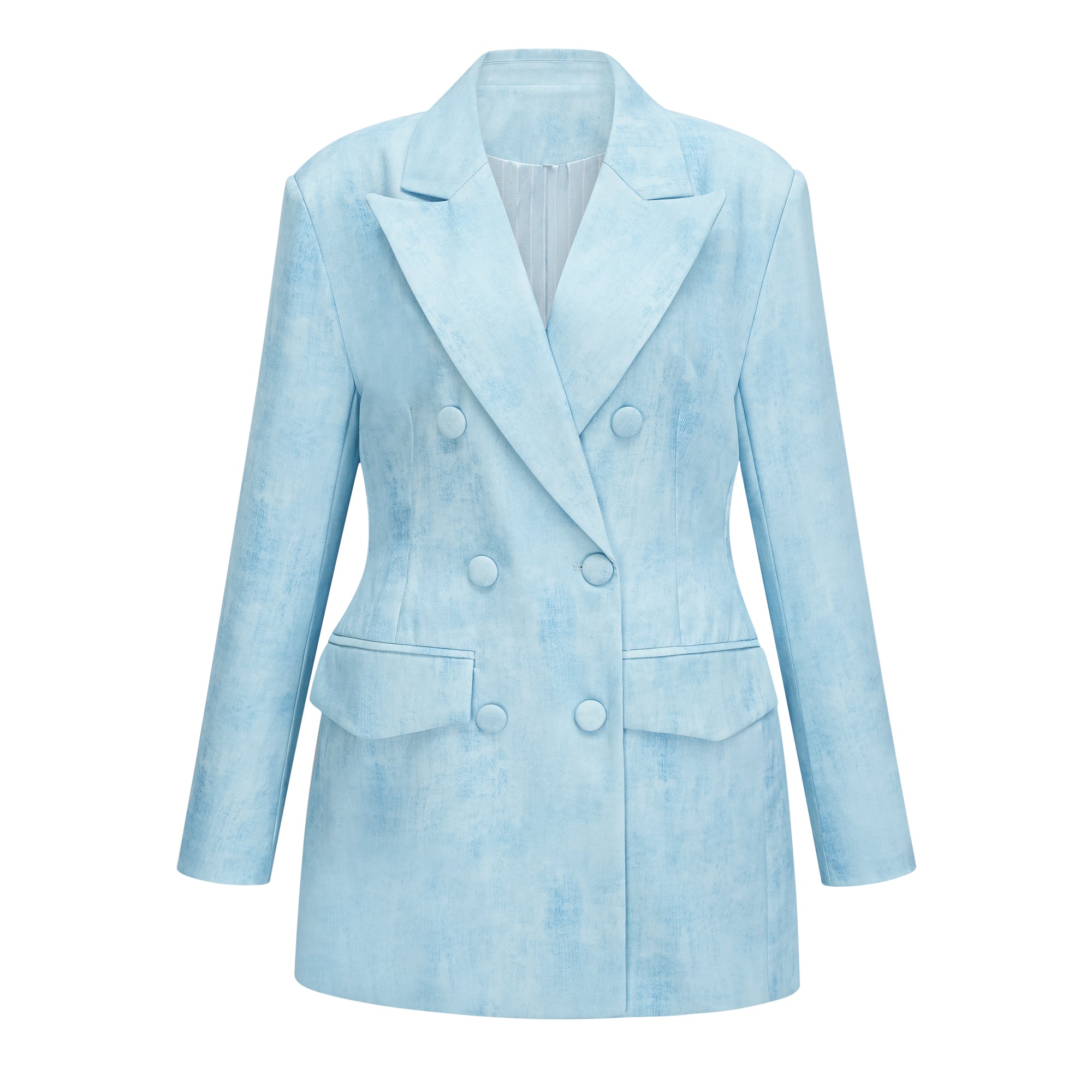 Célestine Blue Double-Breasted Blazer & Shorts Set