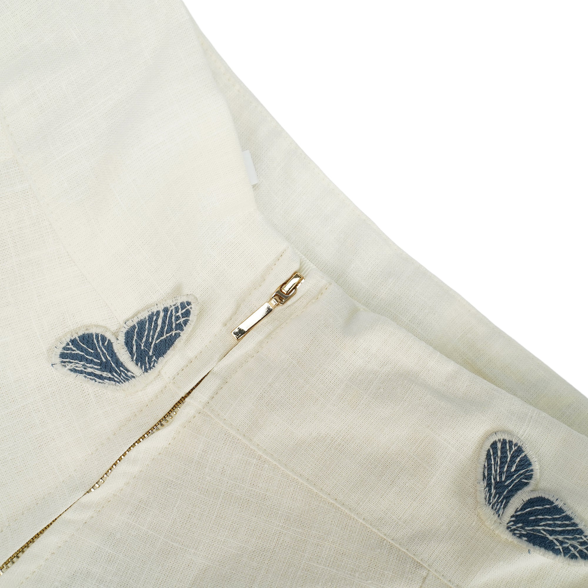 Ophélie White Butterfly Embroidered Shirt & Shorts Set