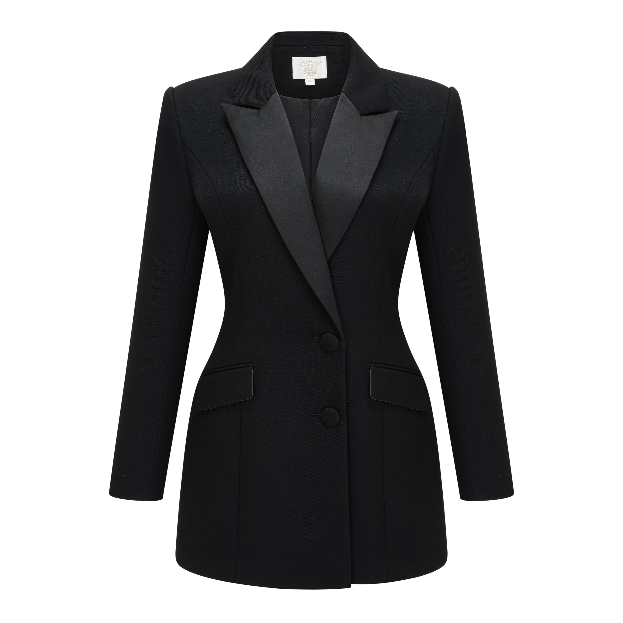Fleur Black Blazer Mini Dress with Satin Panels