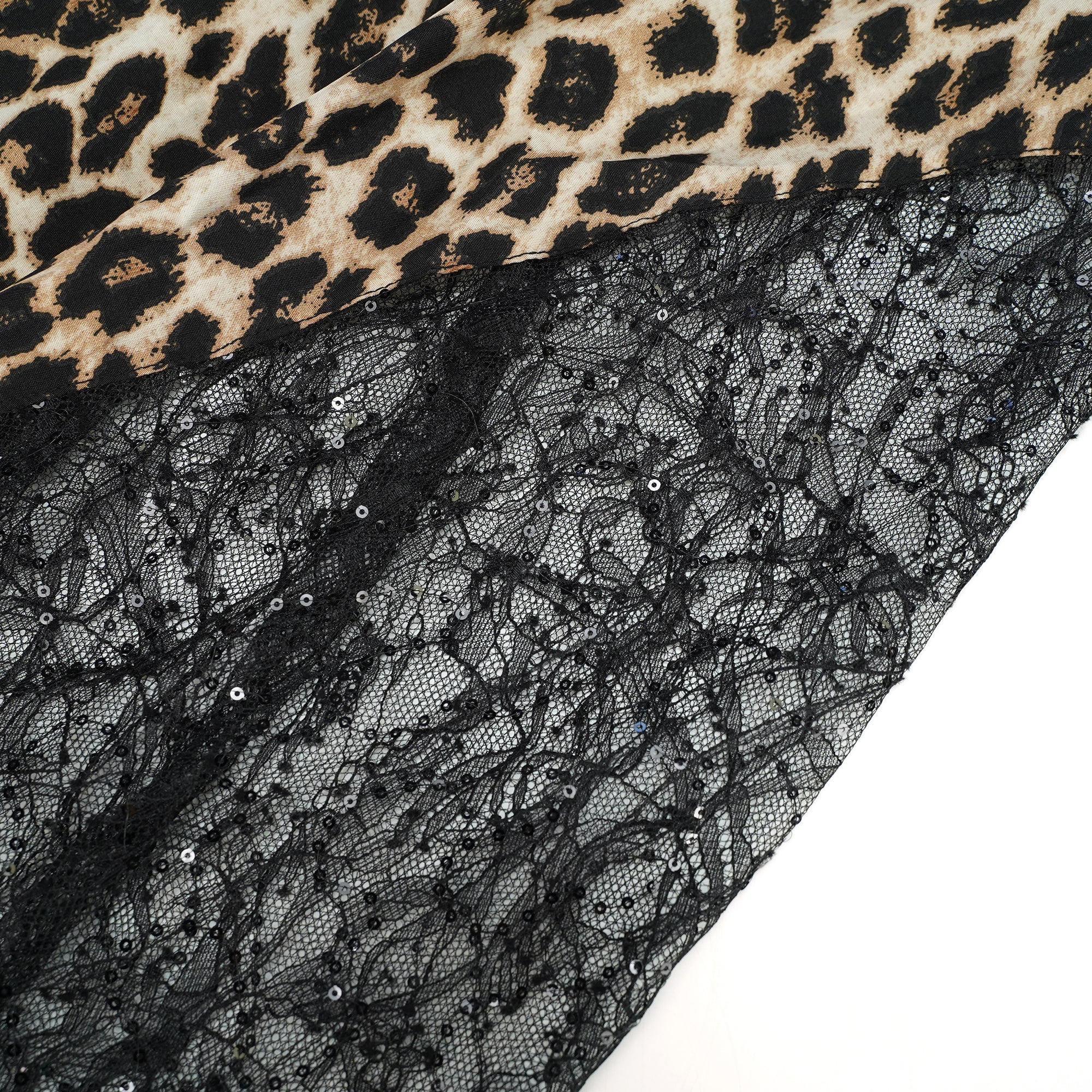 Alizée Brown Lace Panel Leopard Print Maxi Dress