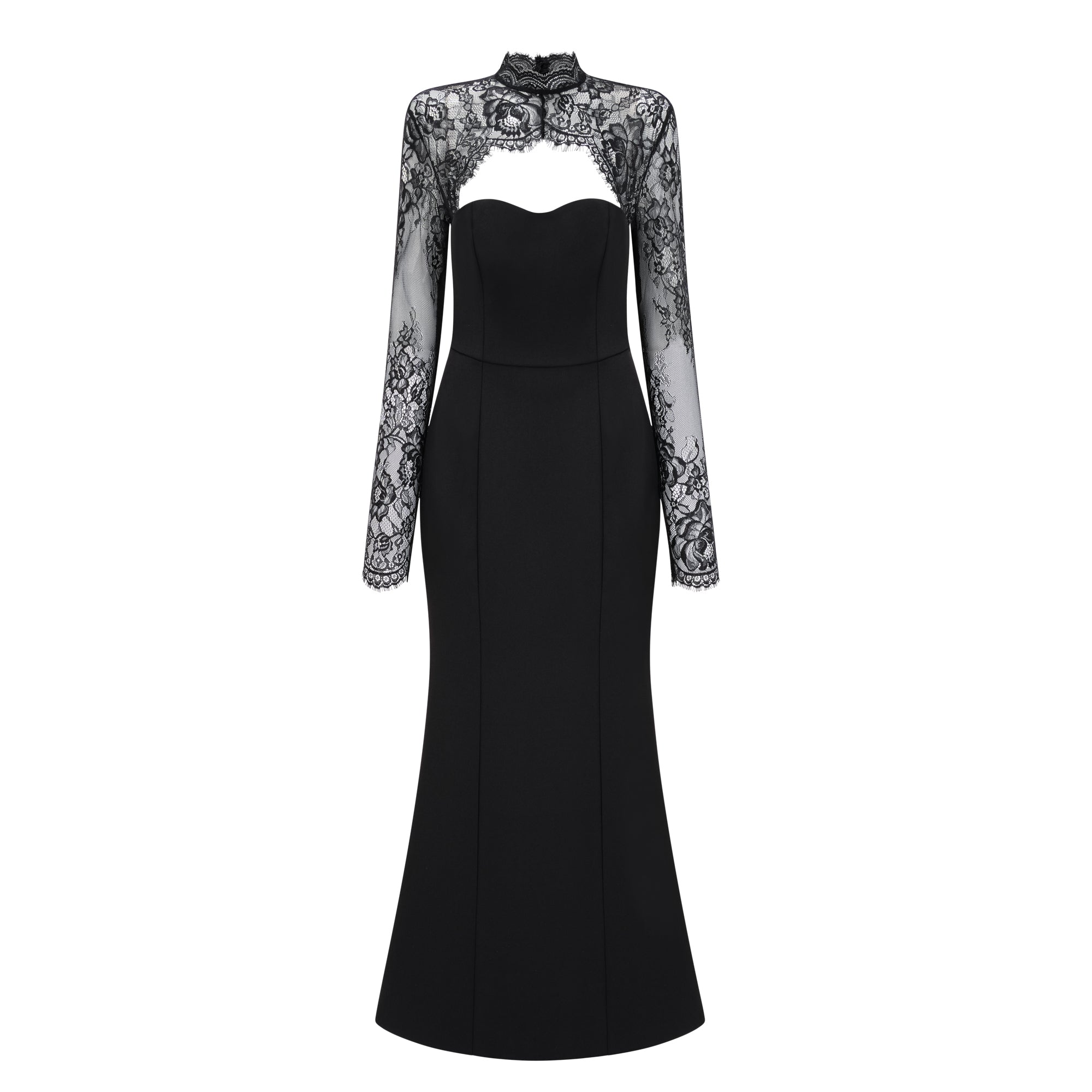 Bokamoso Black Lace Panel Maxi Gown
