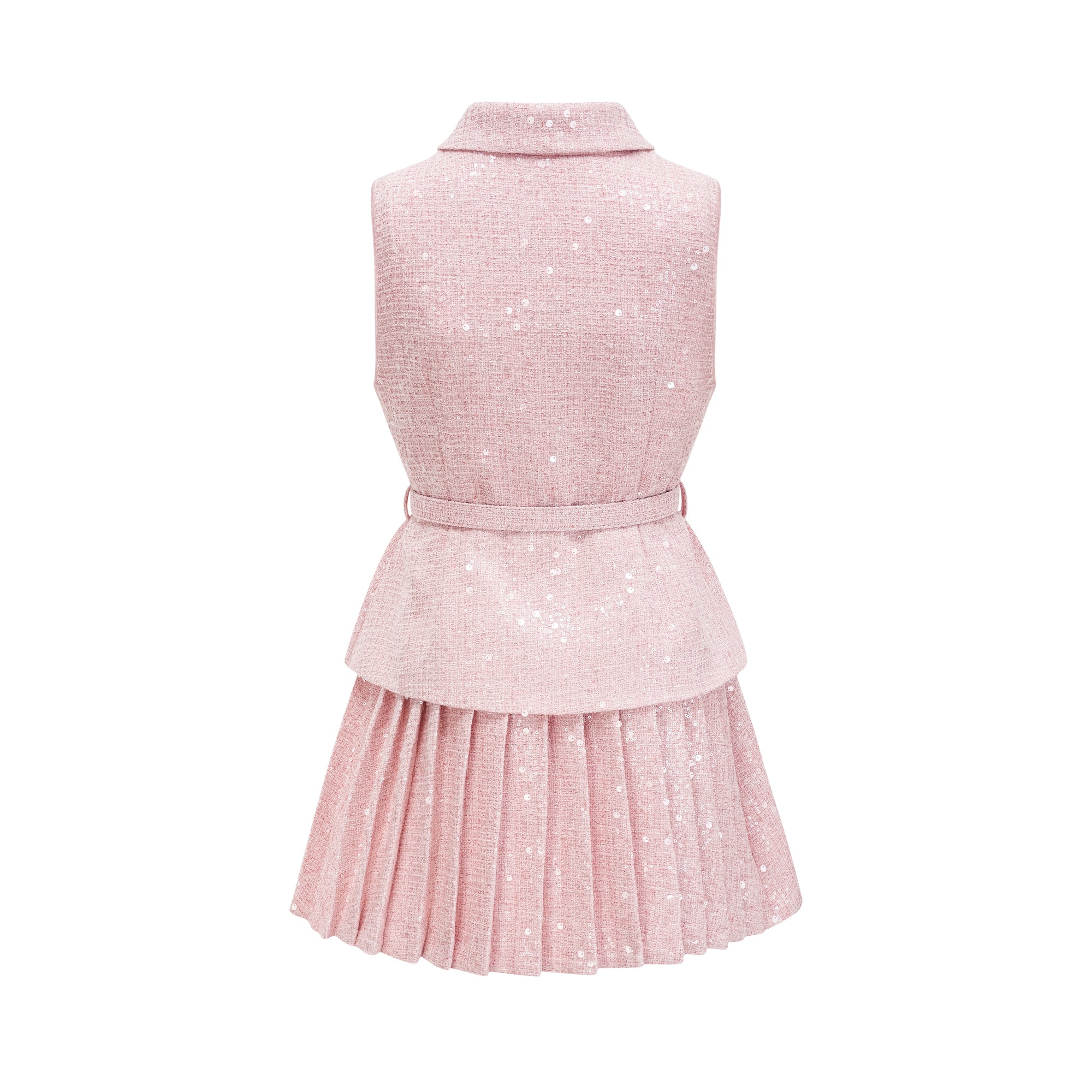 Élise pink pleated embellished mini dress