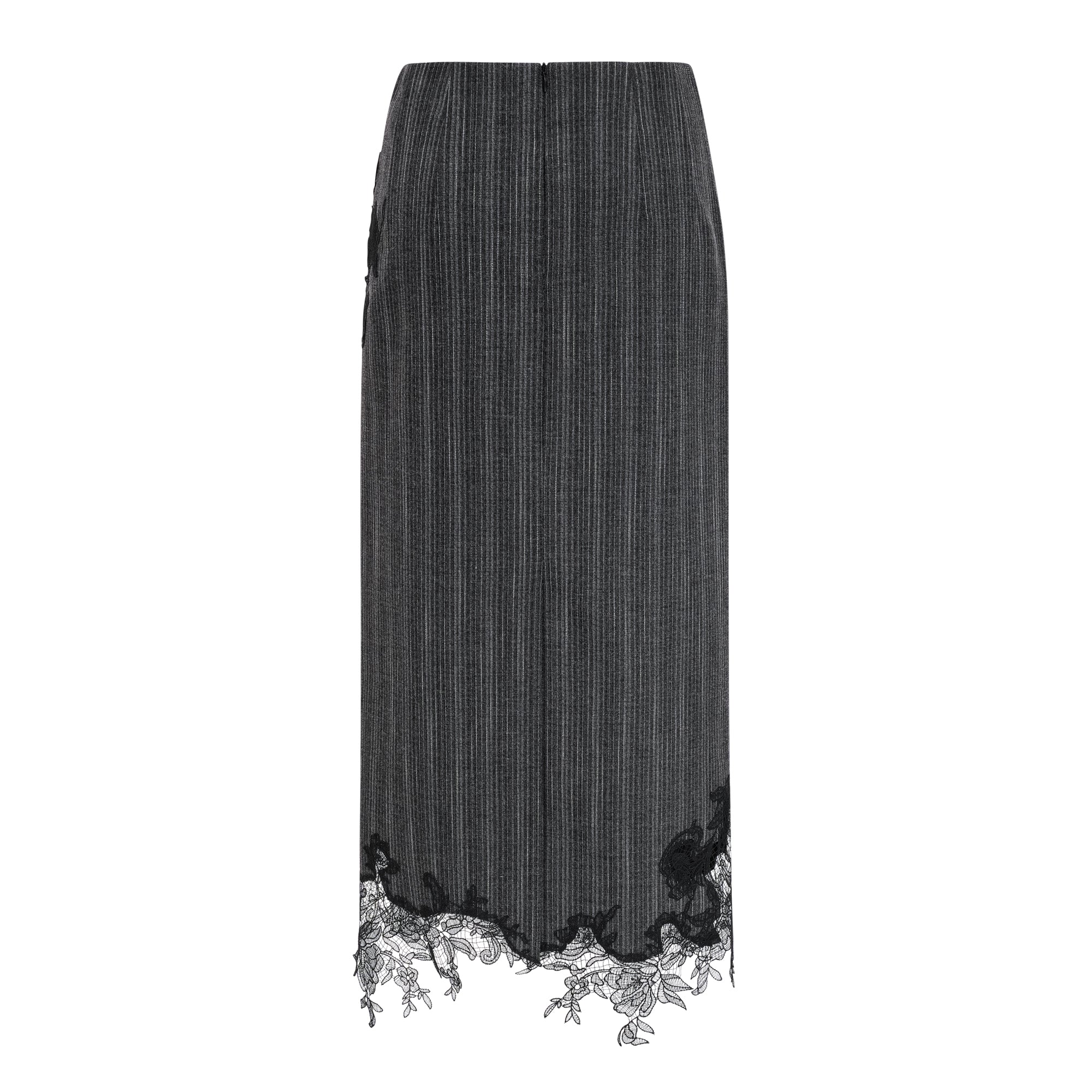 طقم سترة وتنورة مخططة مزينة بالورود باللون الرمادي من سيدوني