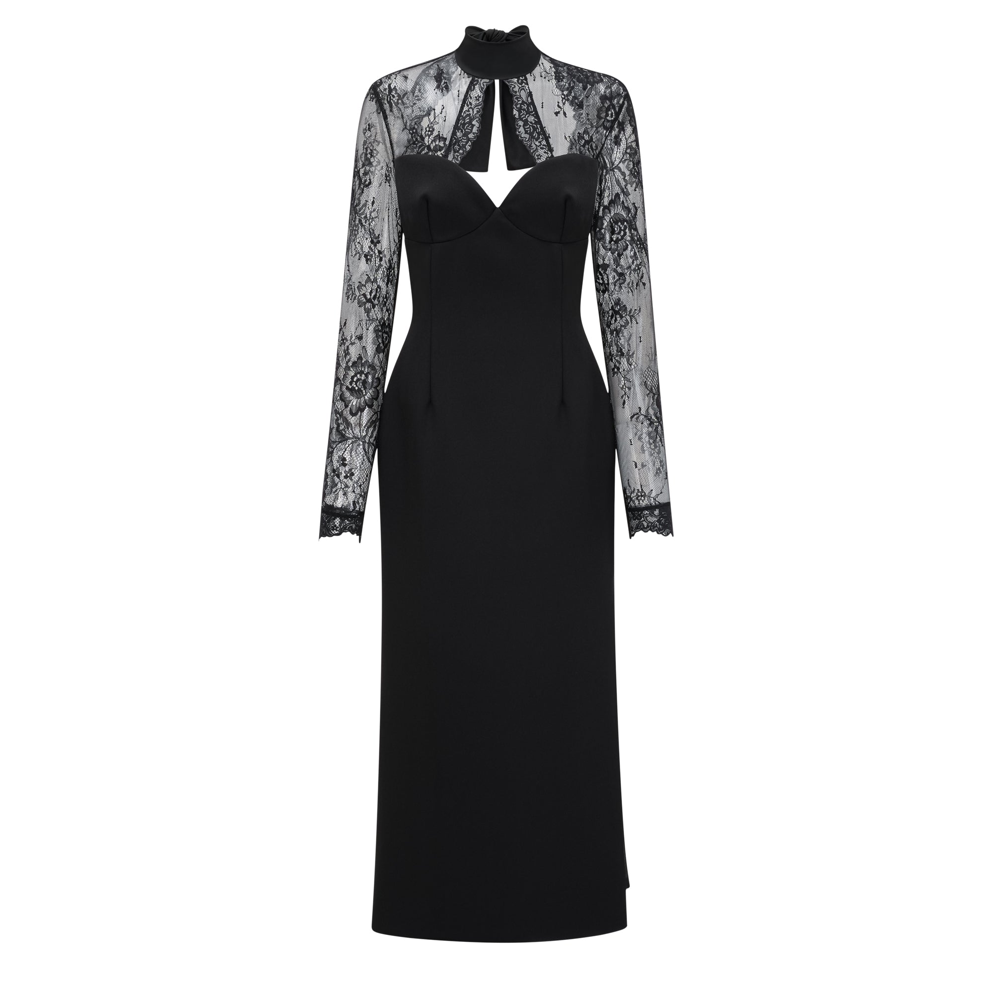 Quitterie Black Lace Panel Maxi Dress