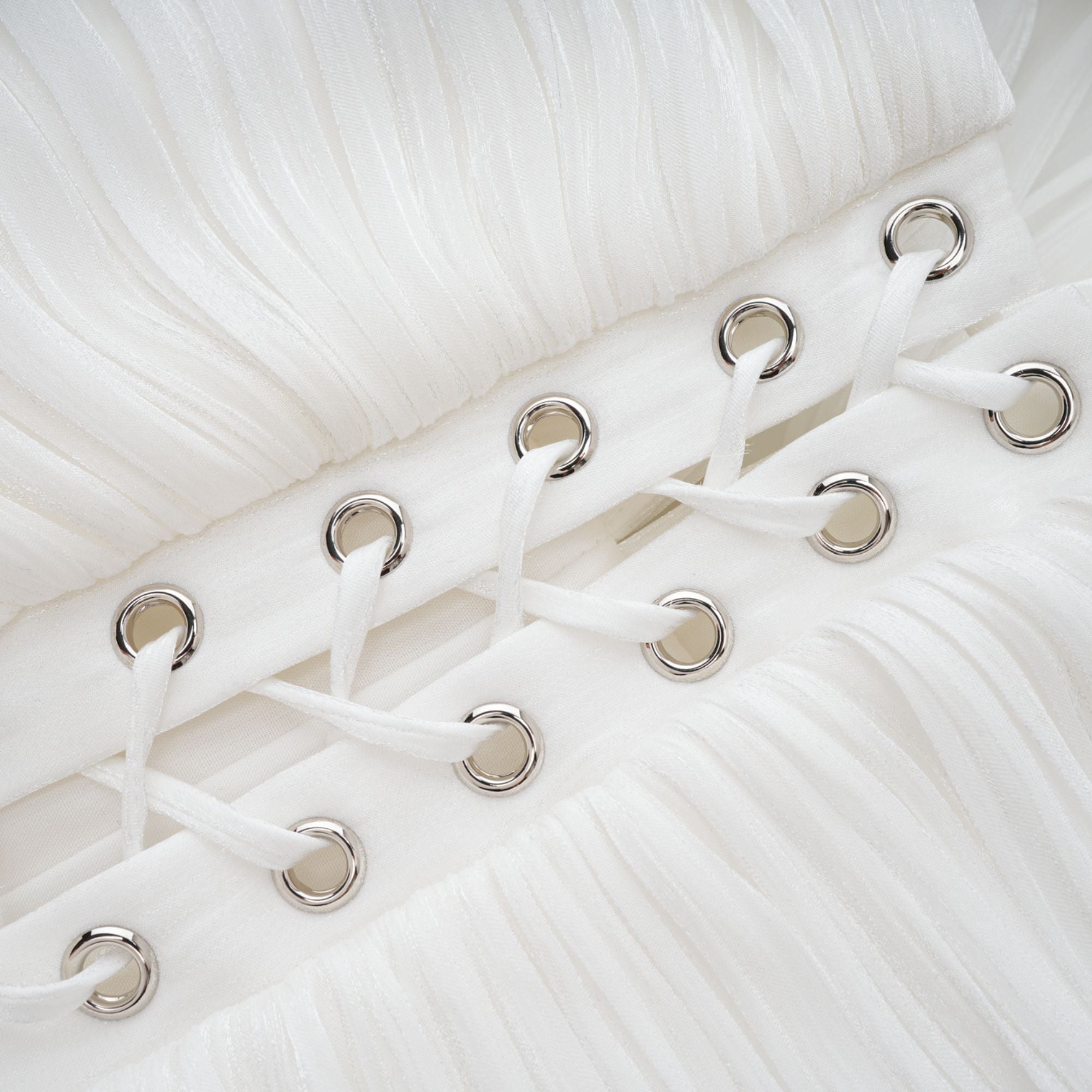 Emmeline White Train Design Gathered Maxi Dress