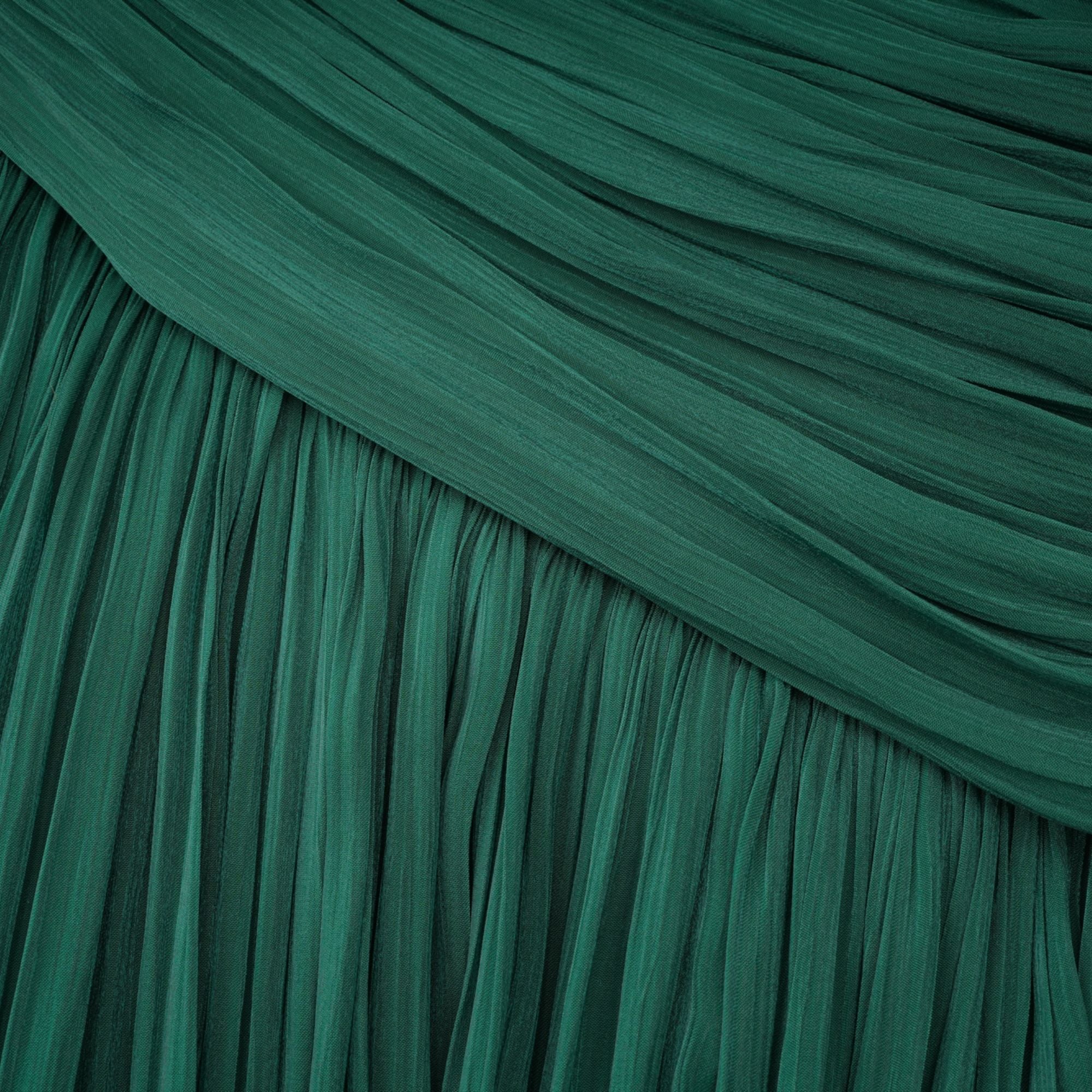 Emerald Green One Shoulder Ruched Maxi Dress