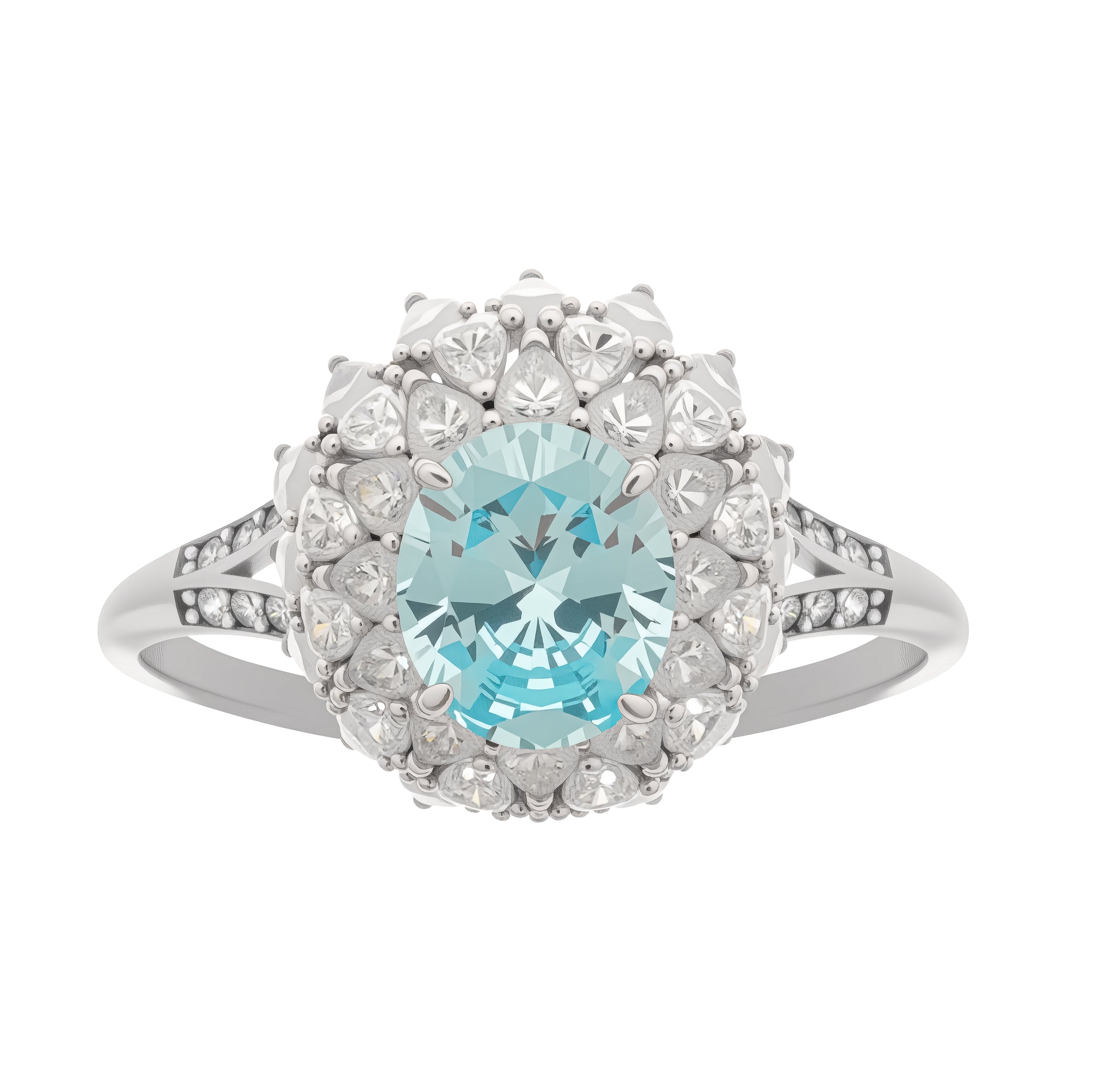 Sterling-Silberring mit Edelstein im Ovalschliff „Céleste Blue“