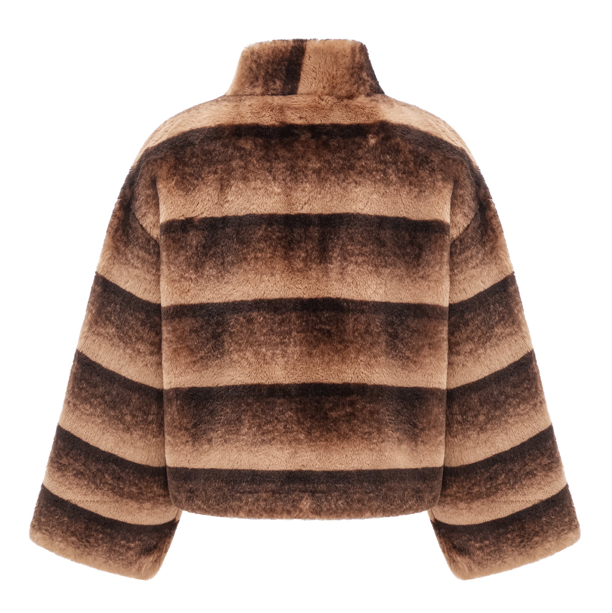 Alina Brown Kurzmantel aus Kunstfell mit Farbverlauf